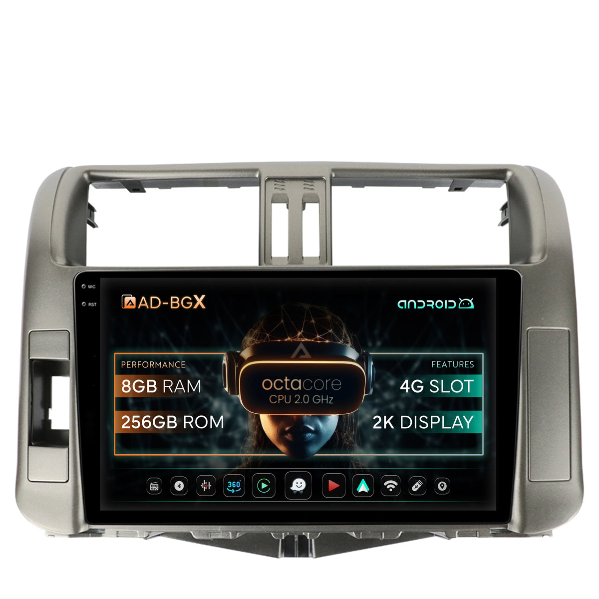 Navigatie Toyota Land Cruiser Prado J150 (2009-2013), Android, X-Octacore / 8GB RAM + 256GB ROM, 9.5 Inch - AD-BGX9008+AD-BGRKIT070