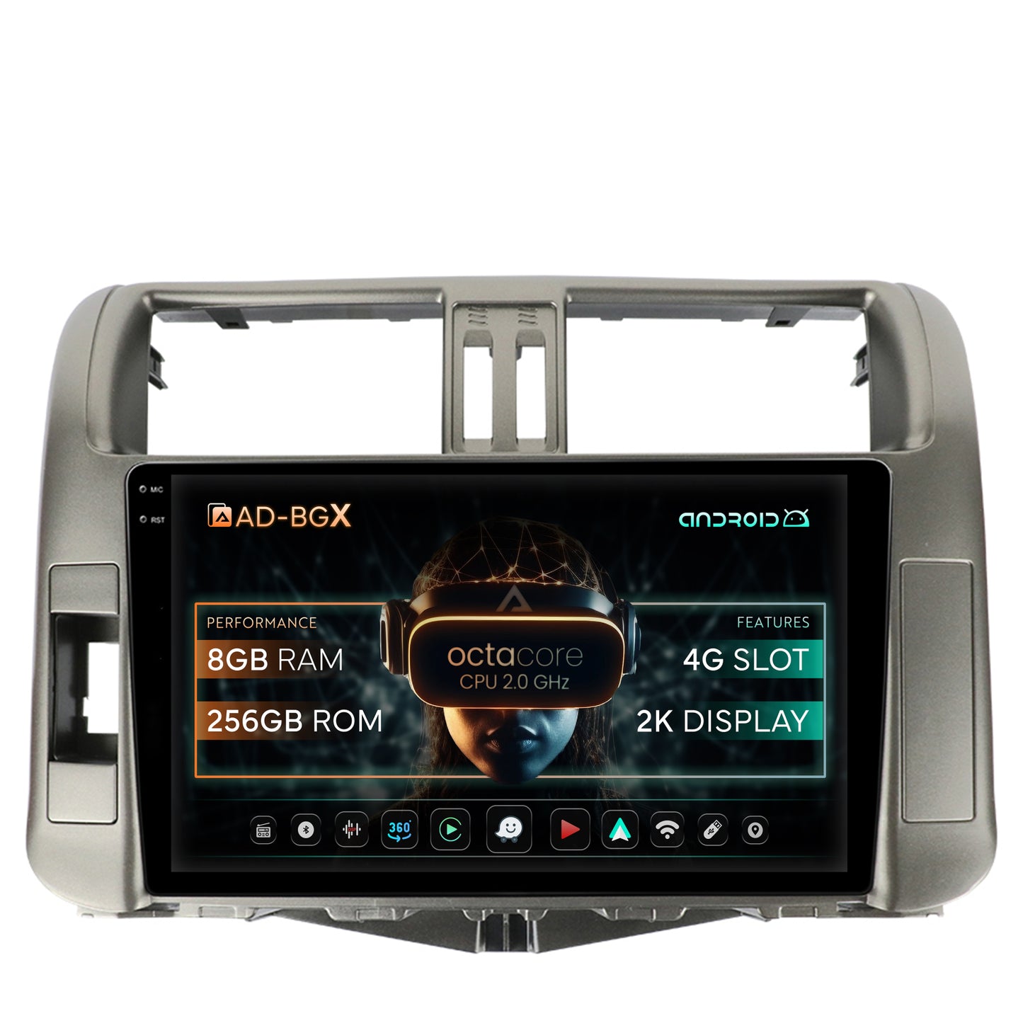 Navigatie Toyota Land Cruiser Prado J150 (2009-2013), Android, X-Octacore / 8GB RAM + 256GB ROM, 9.5 Inch - AD-BGX9008+AD-BGRKIT070