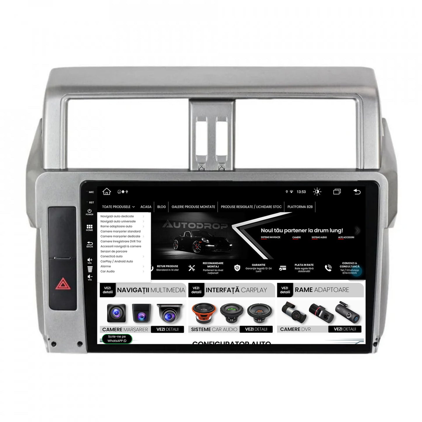 Navigatie Toyota Land Cruiser Prado J150 (2013-2017), Android, Z-Octacore / 8GB RAM + 256GB ROM, 10.1 Inch - AD-BGZ10008+AD-BGRKIT061