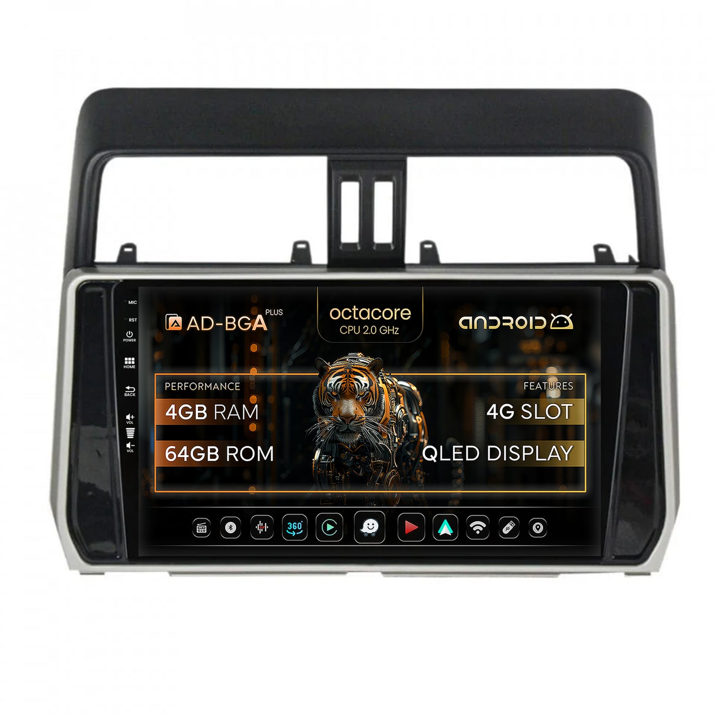 Navigatie Toyota Land Cruiser / Prado J150 (2018+), Android, A-Octacore / 4GB RAM + 64GB ROM, 10.1 Inch - AD-BGA10004+AD-BGRKIT078