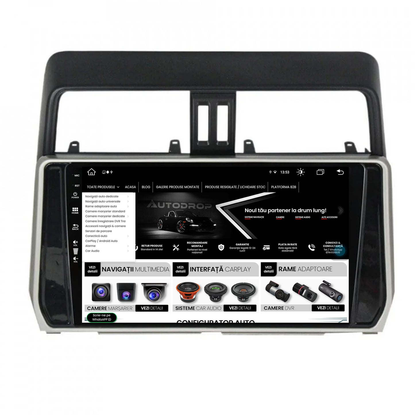 Navigatie Toyota Land Cruiser / Prado J150 (2018+), Android, Z-Octacore / 8GB RAM + 256GB ROM, 10.1 Inch - AD-BGZ10008+AD-BGRKIT078