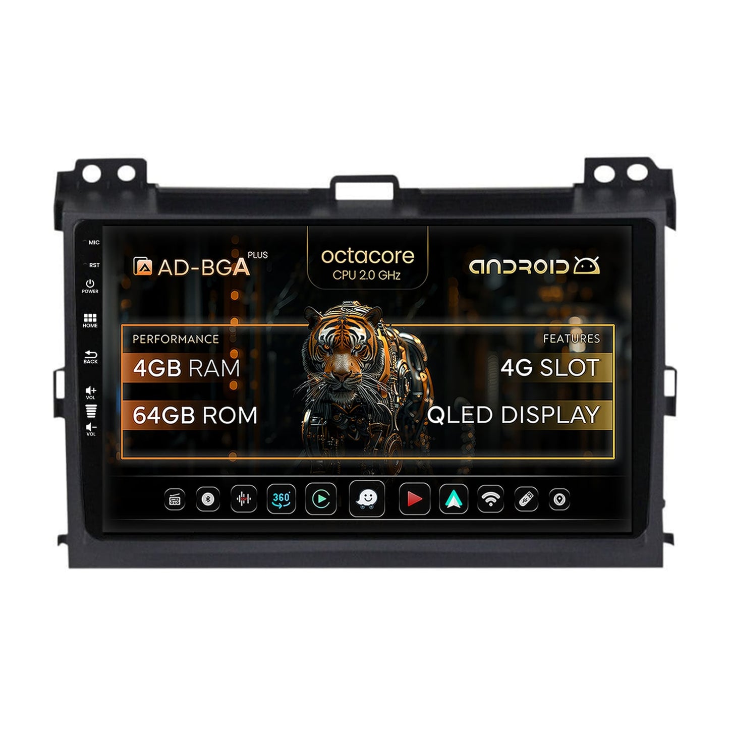 Navigatie Toyota Prado J120 (2002-2010), Android, A-Octacore / 4GB RAM + 64GB ROM, 9 Inch - AD-BGA9004+AD-BGRKIT083