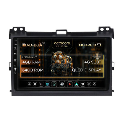 Navigatie Toyota Prado J120 (2002-2010), Android, A-Octacore / 4GB RAM + 64GB ROM, 9 Inch - AD-BGA9004+AD-BGRKIT083