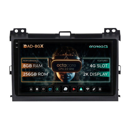 Navigatie Toyota Prado J120 (2002-2010), Android, X-Octacore / 8GB RAM + 256GB ROM, 9.5 Inch - AD-BGX9008+AD-BGRKIT083