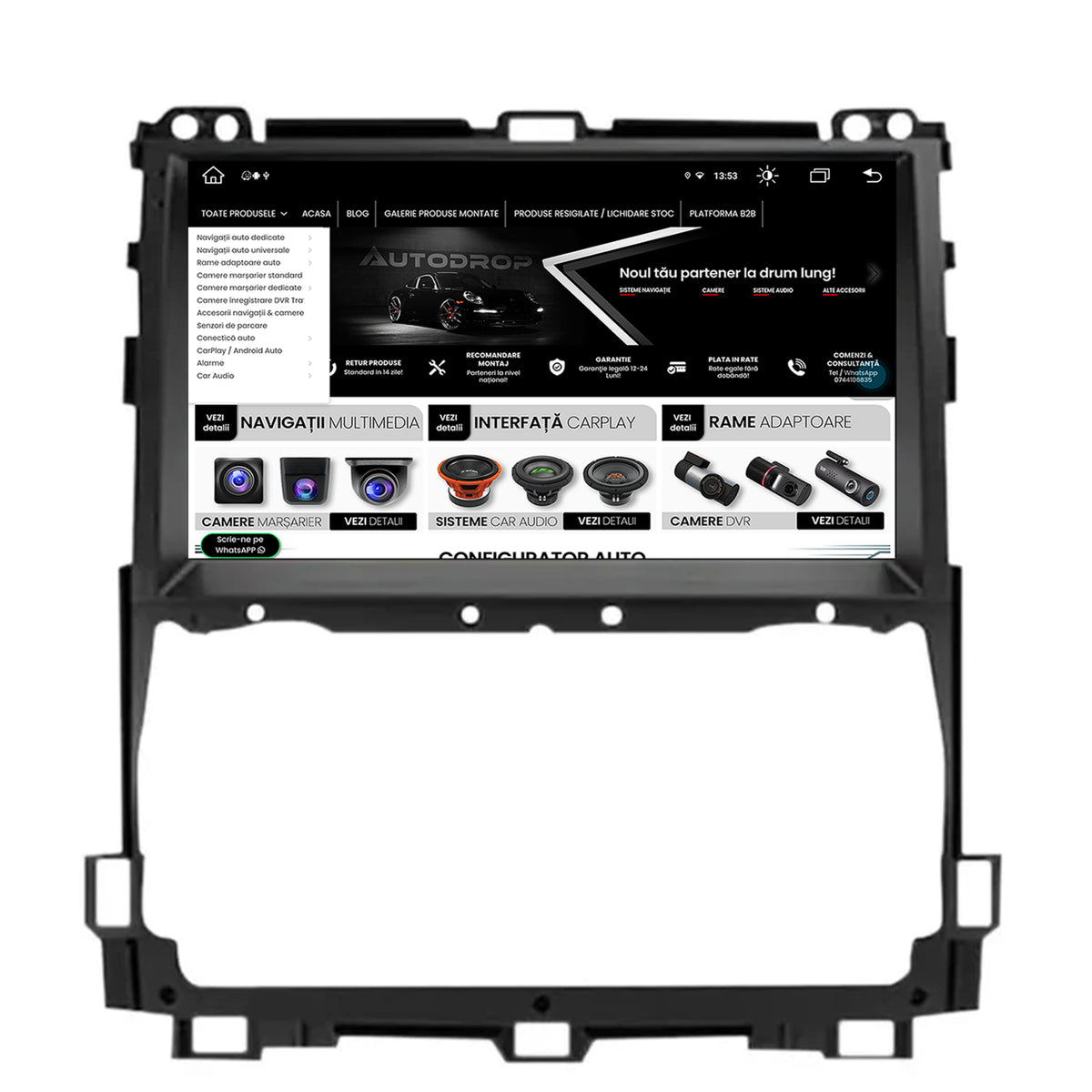 Navigatie Toyota Prado J120 (2002-2010), Android, Z-Octacore / 8GB RAM + 256GB ROM, 9 Inch - AD-BGZ9008+AD-BGRKIT084