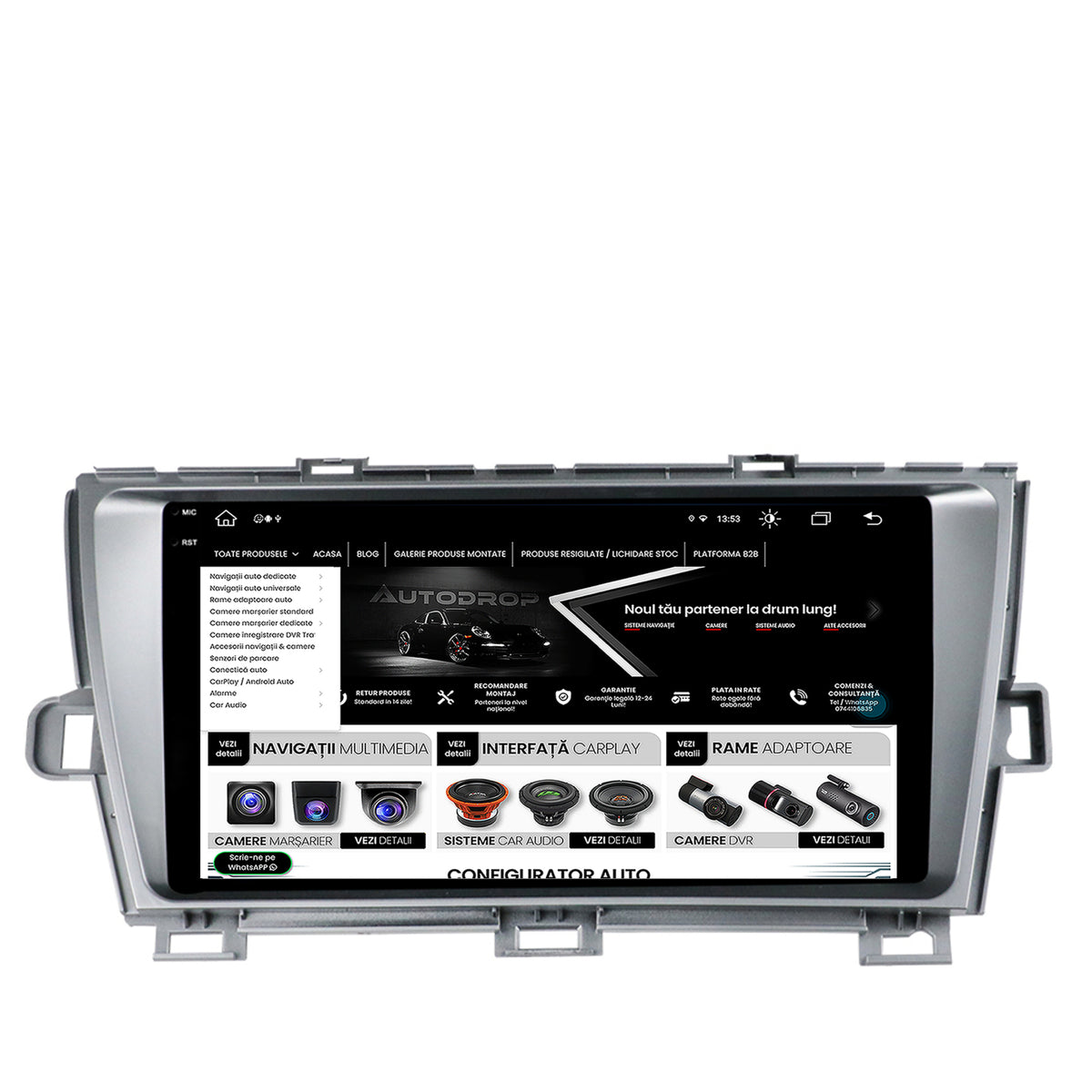 Navigatie Toyota Prius (2009-2014), Android, V-Octacore / 4GB RAM + 64GB ROM, 9.5 Inch - AD-BGV9004+AD-BGRKIT089-S
