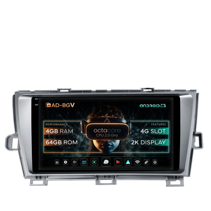 Navigatie Toyota Prius (2009-2014), Android, V-Octacore / 4GB RAM + 64GB ROM, 9.5 Inch - AD-BGV9004+AD-BGRKIT089-S