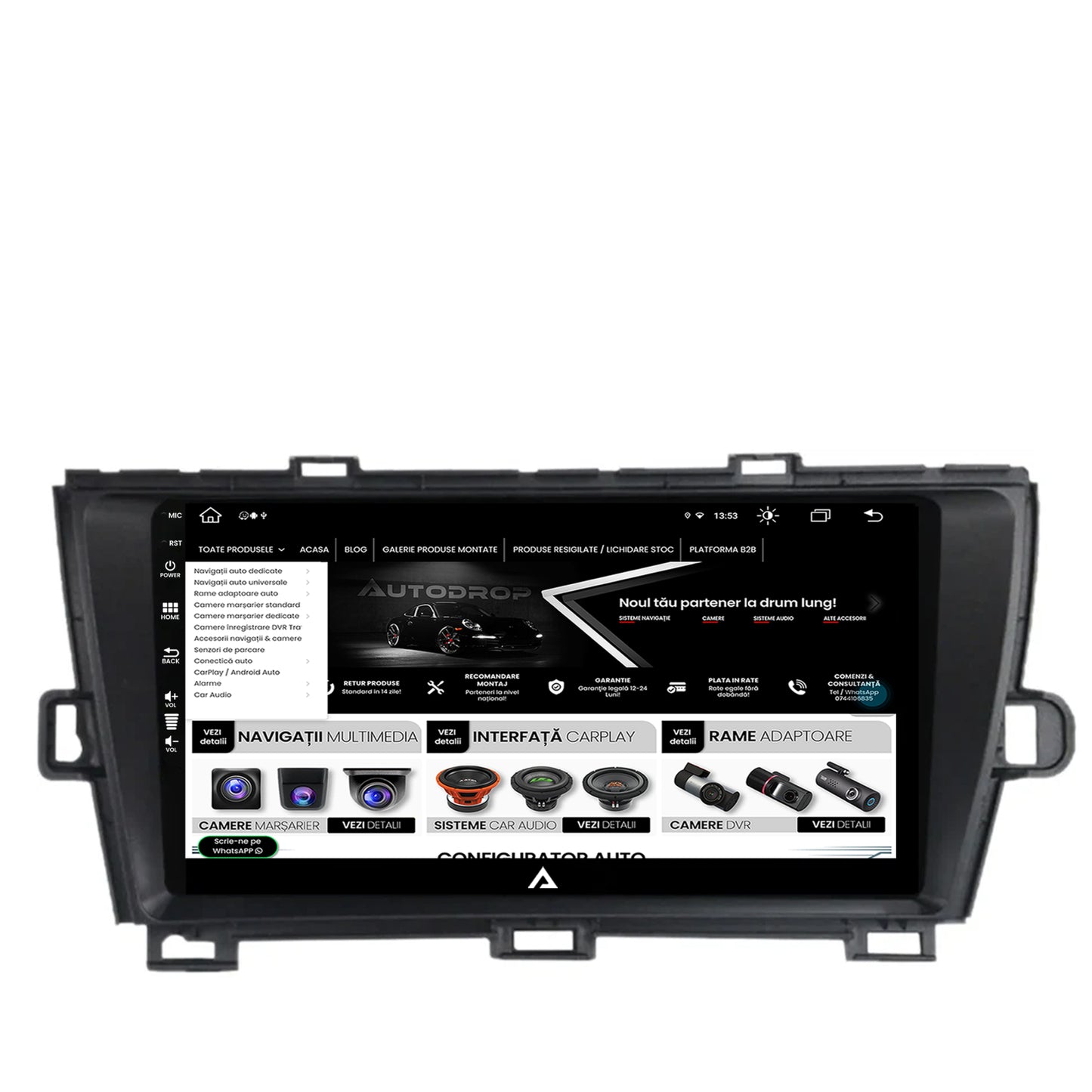 Navigatie Toyota Prius (2009-2014), Android, Z-Octacore / 8GB RAM + 256GB ROM, 9 Inch - AD-BGZ9008+AD-BGRKIT089-B