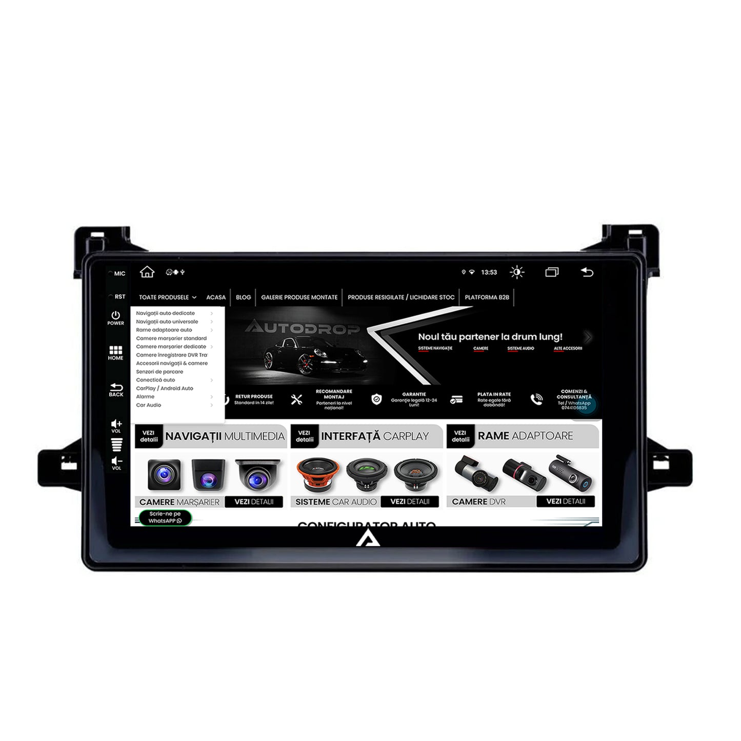 Navigatie Toyota Prius (2015+), Android, Z-Octacore / 8GB RAM + 256GB ROM, 9 Inch - AD-BGZ9008+AD-BGRKIT097