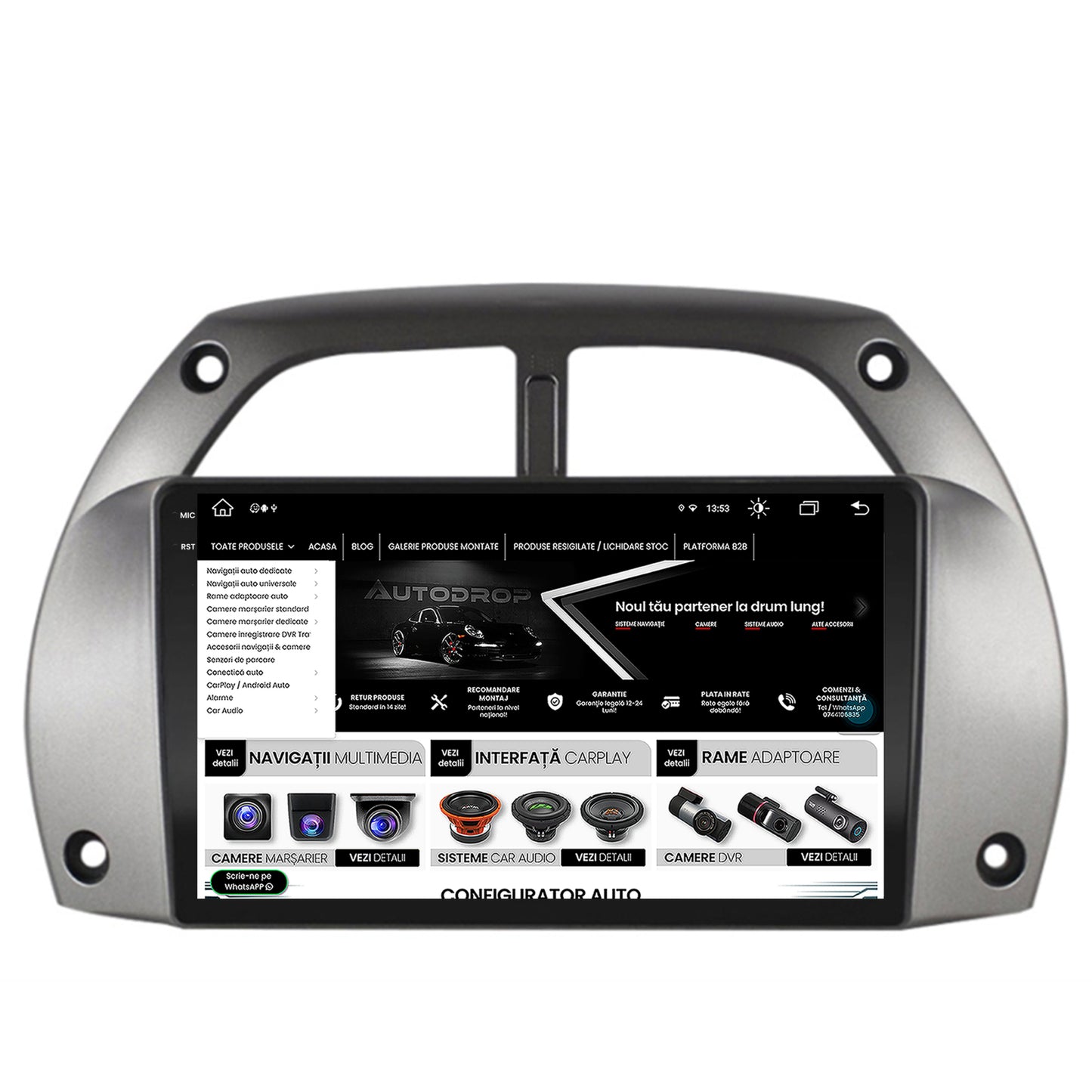 Navigatie Toyota RAV4 (2001-2006), Android, V-Octacore / 4GB RAM + 64GB ROM, 9.5 Inch - AD-BGV9004+AD-BGRKIT109