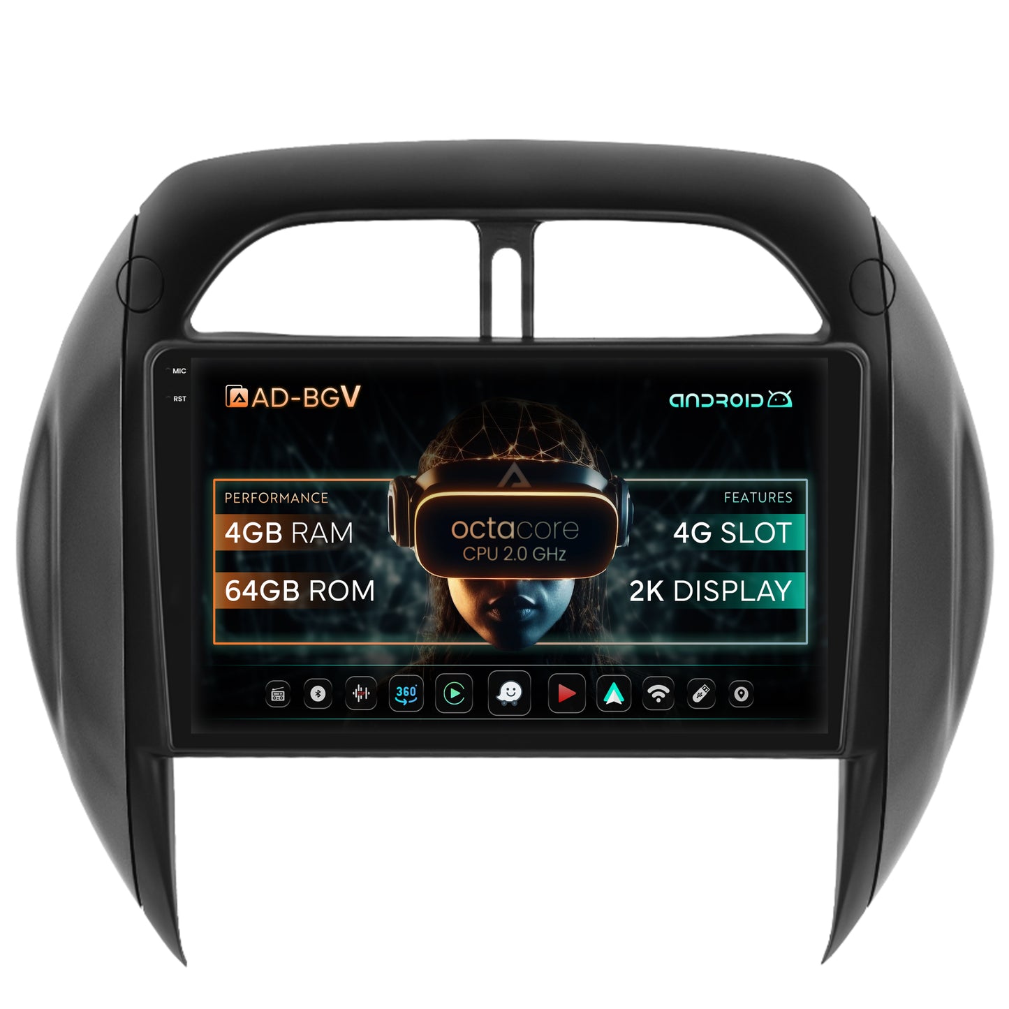 Navigatie Toyota RAV4 (2003-2005), Android, V-Octacore / 4GB RAM + 64GB ROM, 9.5 Inch - AD-BGV9004+AD-BGRKIT109V4