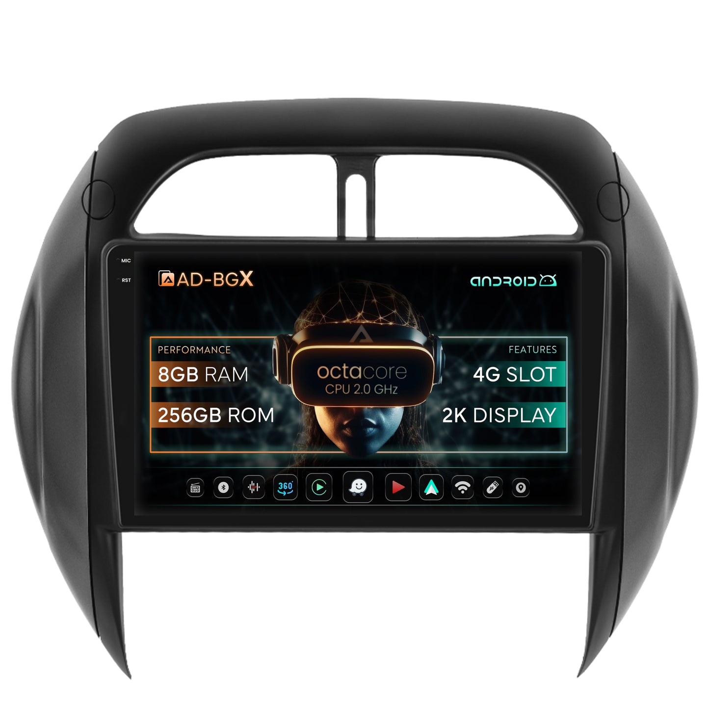 Navigatie Toyota RAV4 (2003-2005), Android, X-Octacore / 8GB RAM + 256GB ROM, 9.5 Inch - AD-BGX9008+AD-BGRKIT109V4
