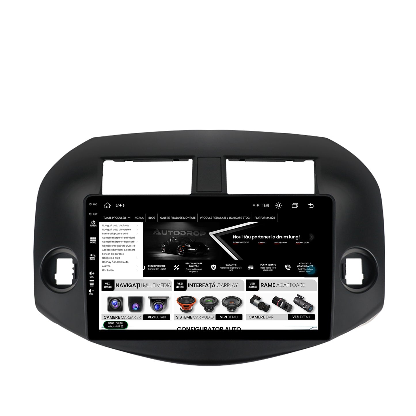Navigatie Toyota RAV4 (2005-2013), Android, Z-Octacore / 8GB RAM + 256GB ROM, 10.1 Inch - AD-BGZ10008+AD-BGRKIT069B