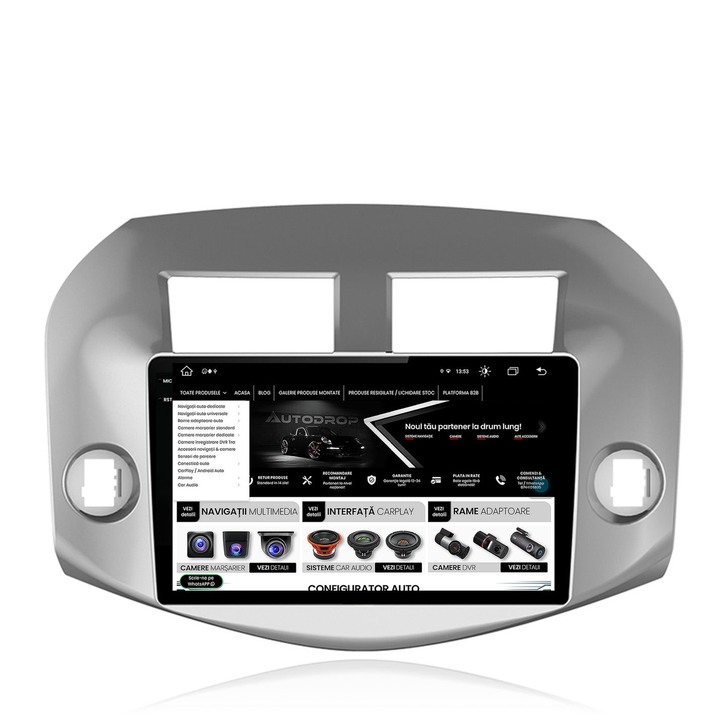 Navigatie Toyota RAV4 (2005-2013), Android, V-Octacore / 4GB RAM + 64GB ROM, 10.36 Inch - AD-BGV10004+AD-BGRKIT069A