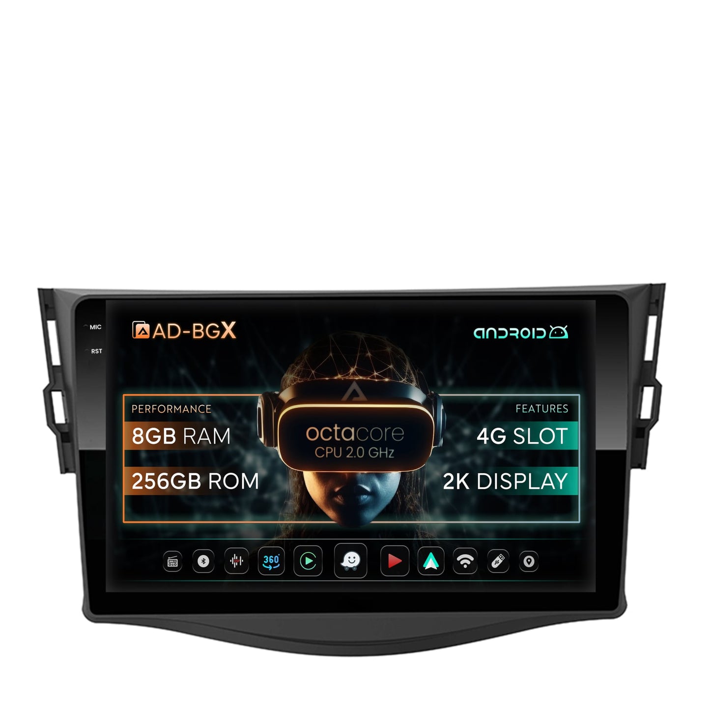Navigatie Toyota RAV4 (2006-2013), Android, X-Octacore / 8GB RAM + 256GB ROM, 9.5 Inch - AD-BGX9008+AD-BGRKIT096