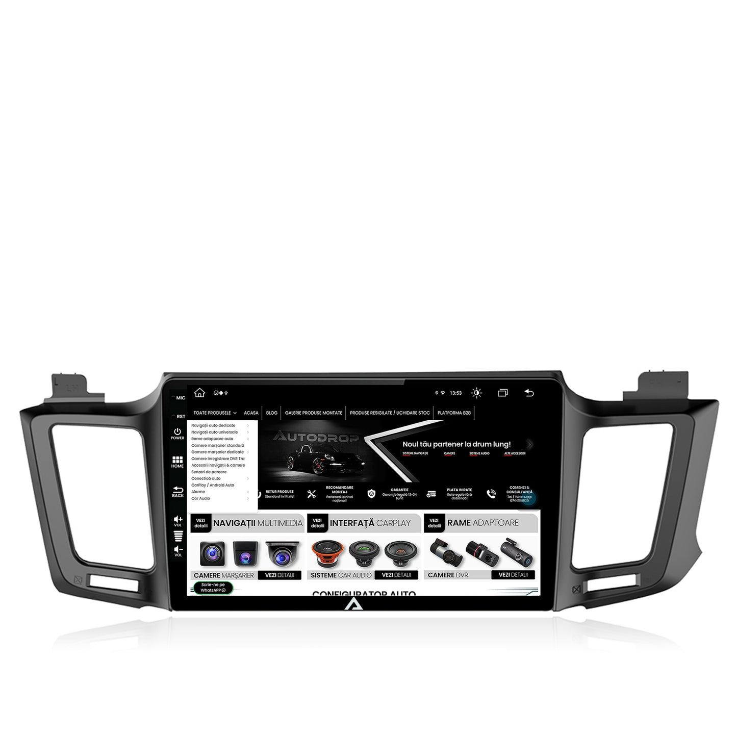 Navigatie Toyota RAV4 (2013-2018), Android, Z-Octacore / 8GB RAM + 256GB ROM, 10.1 Inch - AD-BGZ10008+AD-BGRKIT060