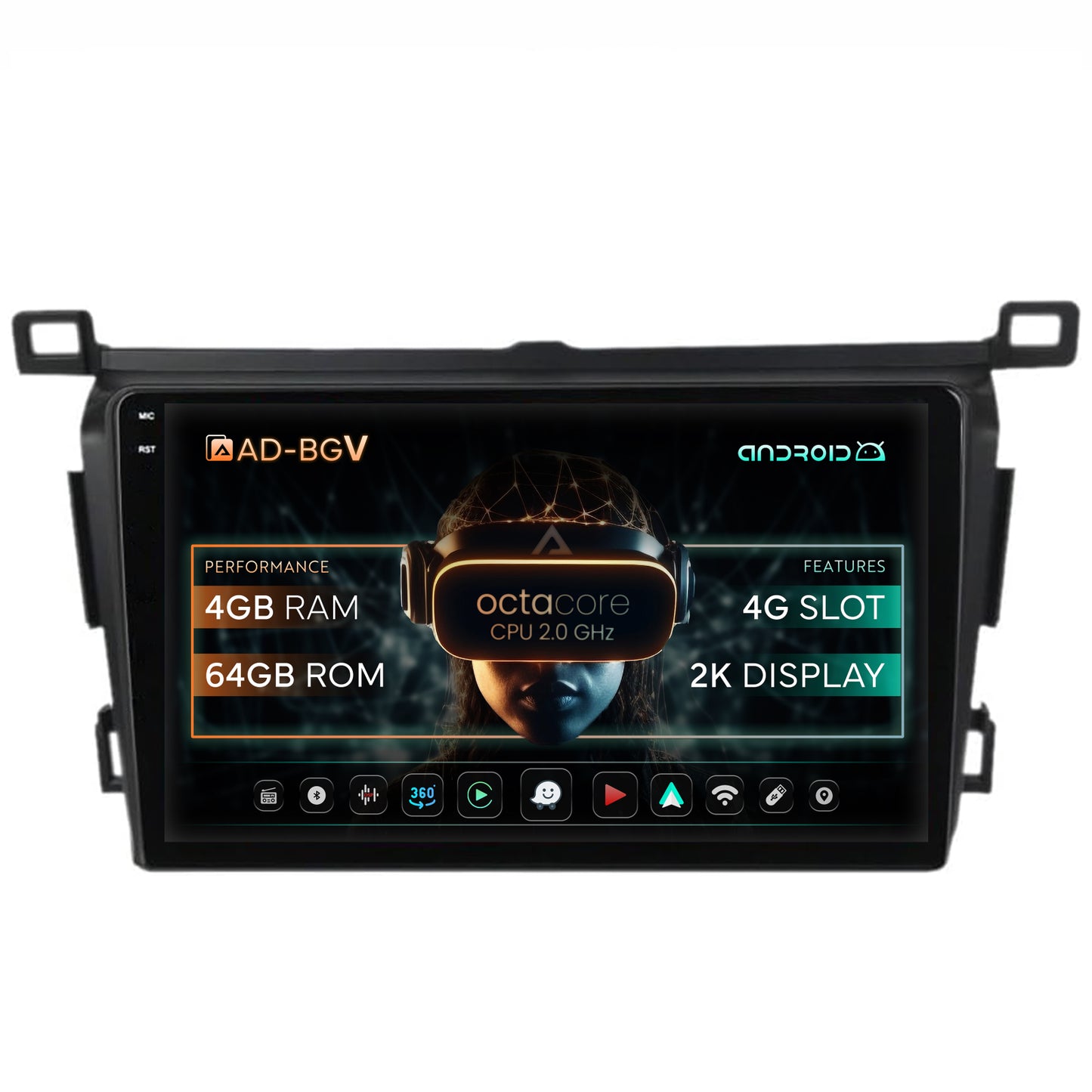 Navigatie Toyota RAV4 (2013-2018), Android, V-Octacore / 4GB RAM + 64GB ROM, 9.5 Inch - AD-BGV9004+AD-BGRKIT092