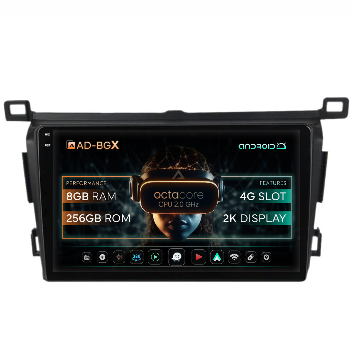 Navigatie Toyota RAV4 (2013-2018), Android, X-Octacore / 8GB RAM + 256GB ROM, 9.5 Inch - AD-BGX9008+AD-BGRKIT092