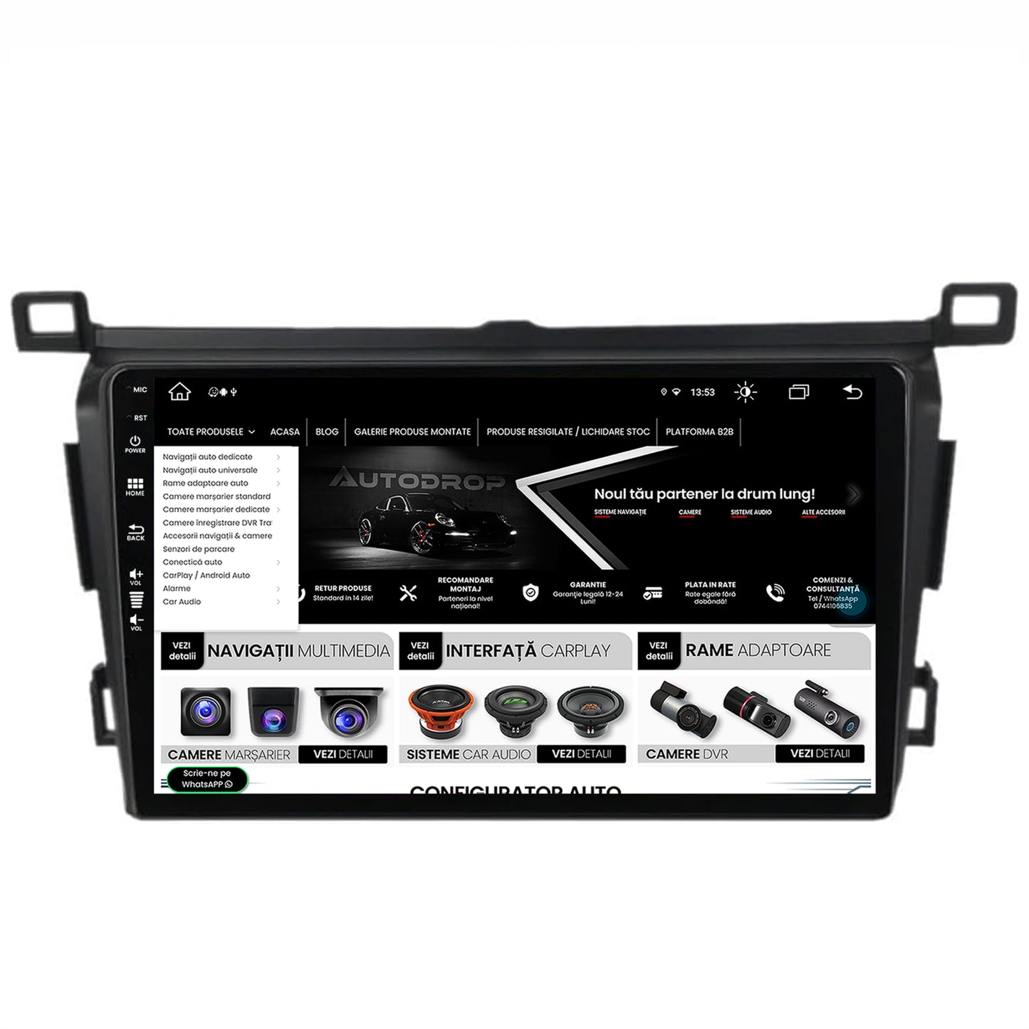 Navigatie Toyota RAV4 (2013-2018), Android, Z-Octacore / 8GB RAM + 256GB ROM, 9 Inch - AD-BGZ9008+AD-BGA10002+AD-BGRKIT092