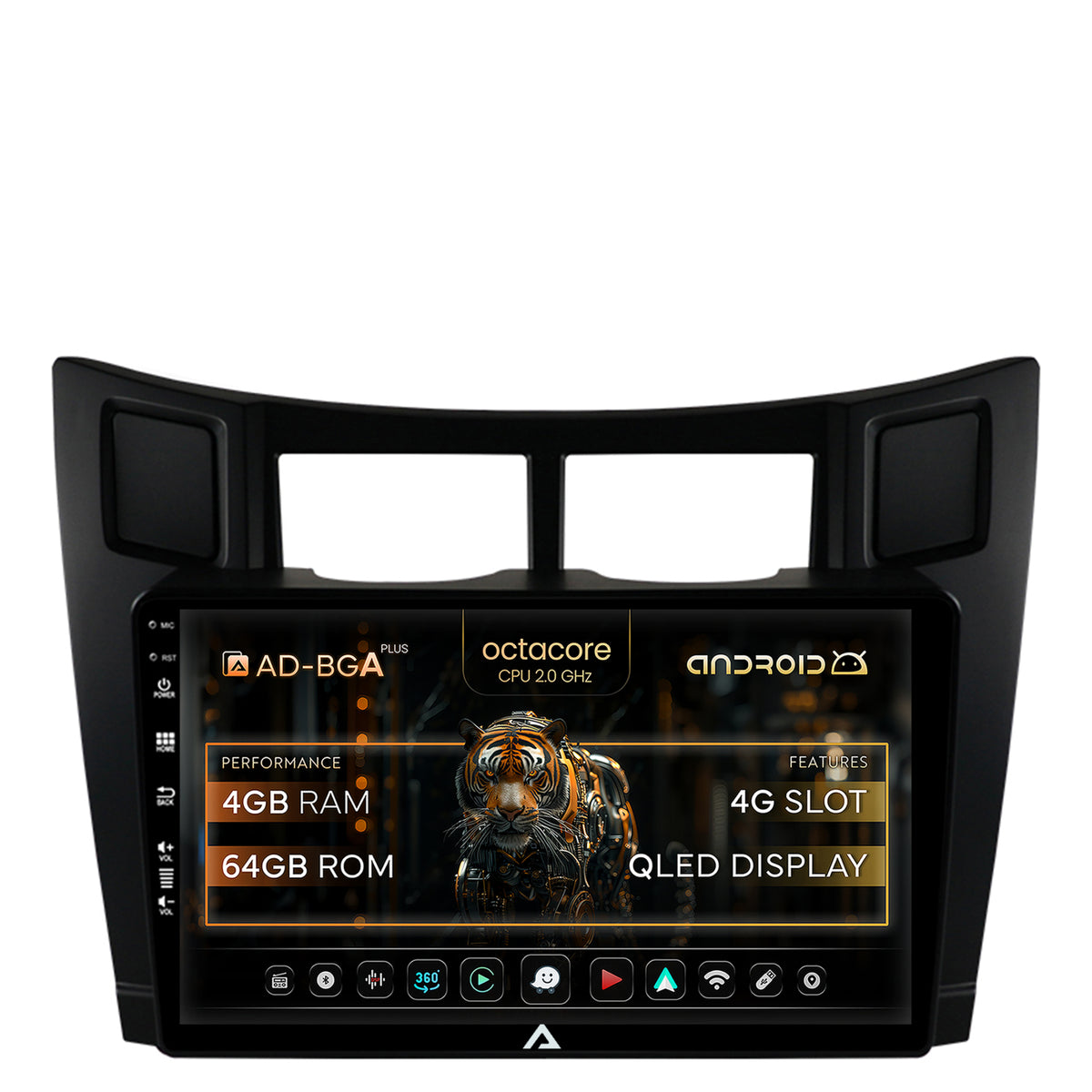 Navigatie Toyota Yaris (2005-2012), Android, A-Octacore / 4GB RAM + 64GB ROM, 9 Inch - AD-BGA9004+AD-BGRKIT103