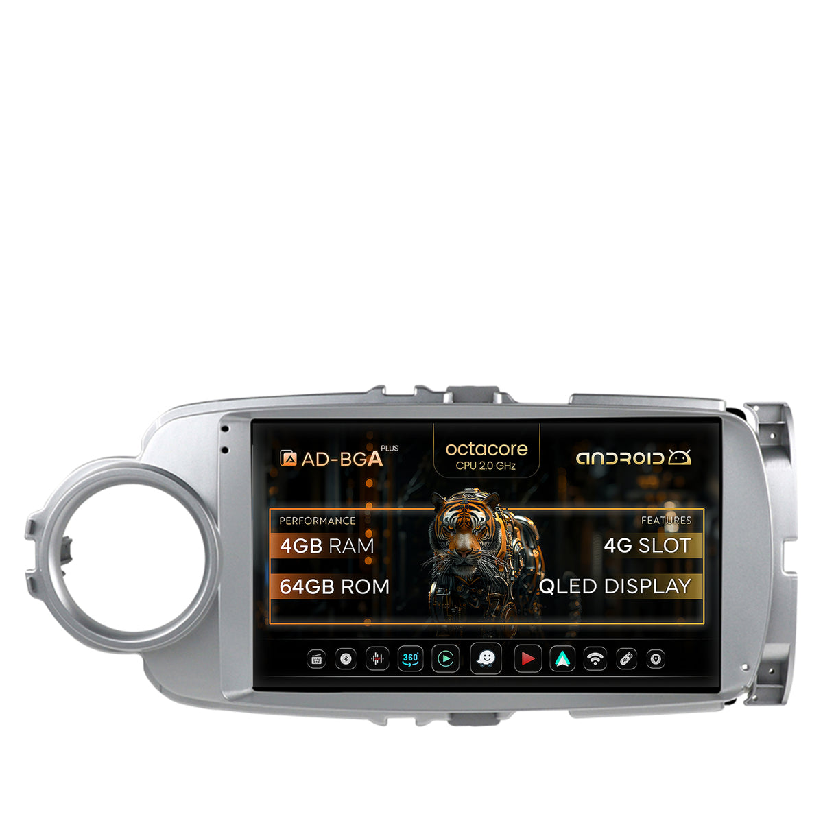 Navigatie Toyota Yaris (2010-2018), Android, A-Octacore / 4GB RAM + 64GB ROM, 9 Inch - AD-BGA9004+AD-BGRKIT104