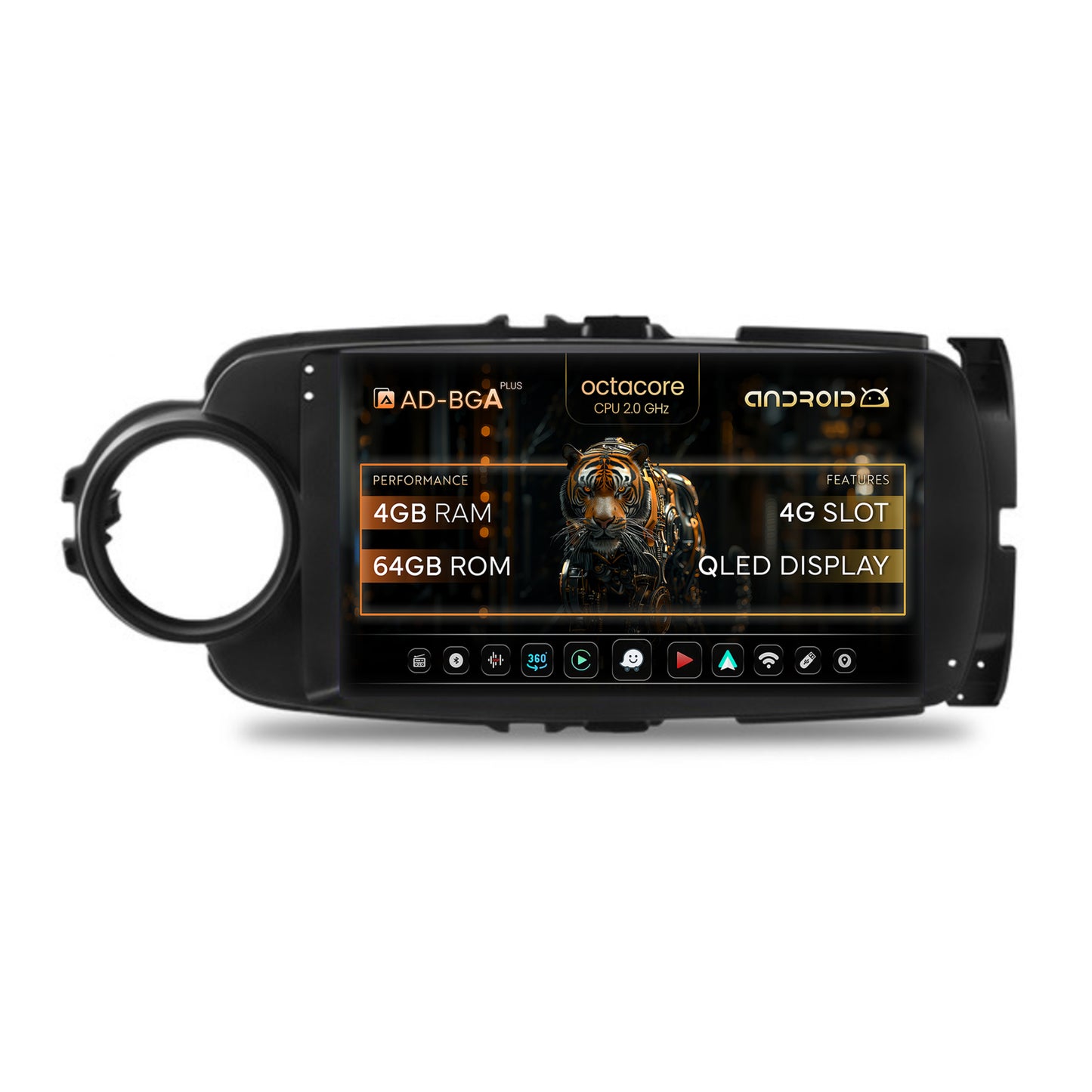 Navigatie Toyota Yaris (2010-2018), Android, A-Octacore / 4GB RAM + 64GB ROM, 9 Inch - AD-BGA9004+AD-BGRKIT104B