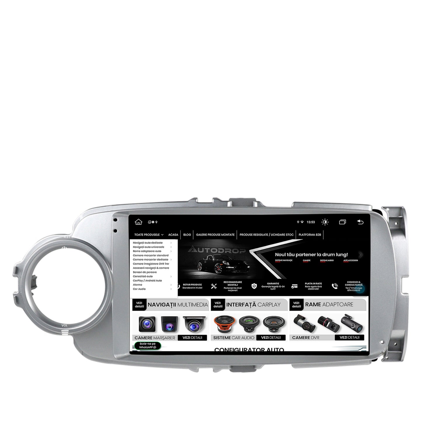 Navigatie Toyota Yaris (2010-2018), Android, V-Octacore / 4GB RAM + 64GB ROM, 9.5 Inch - AD-BGV9004+AD-BGRKIT104