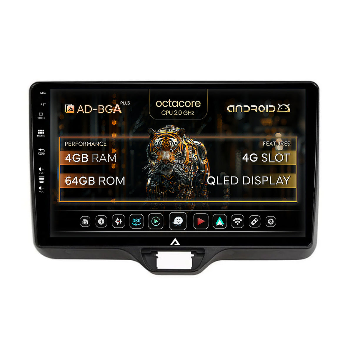 Navigatie Toyota Yaris (2020+), Android, A-Octacore / 4GB RAM + 64GB ROM, 10.1 Inch - AD-BGA10004+AD-BGRKIT105