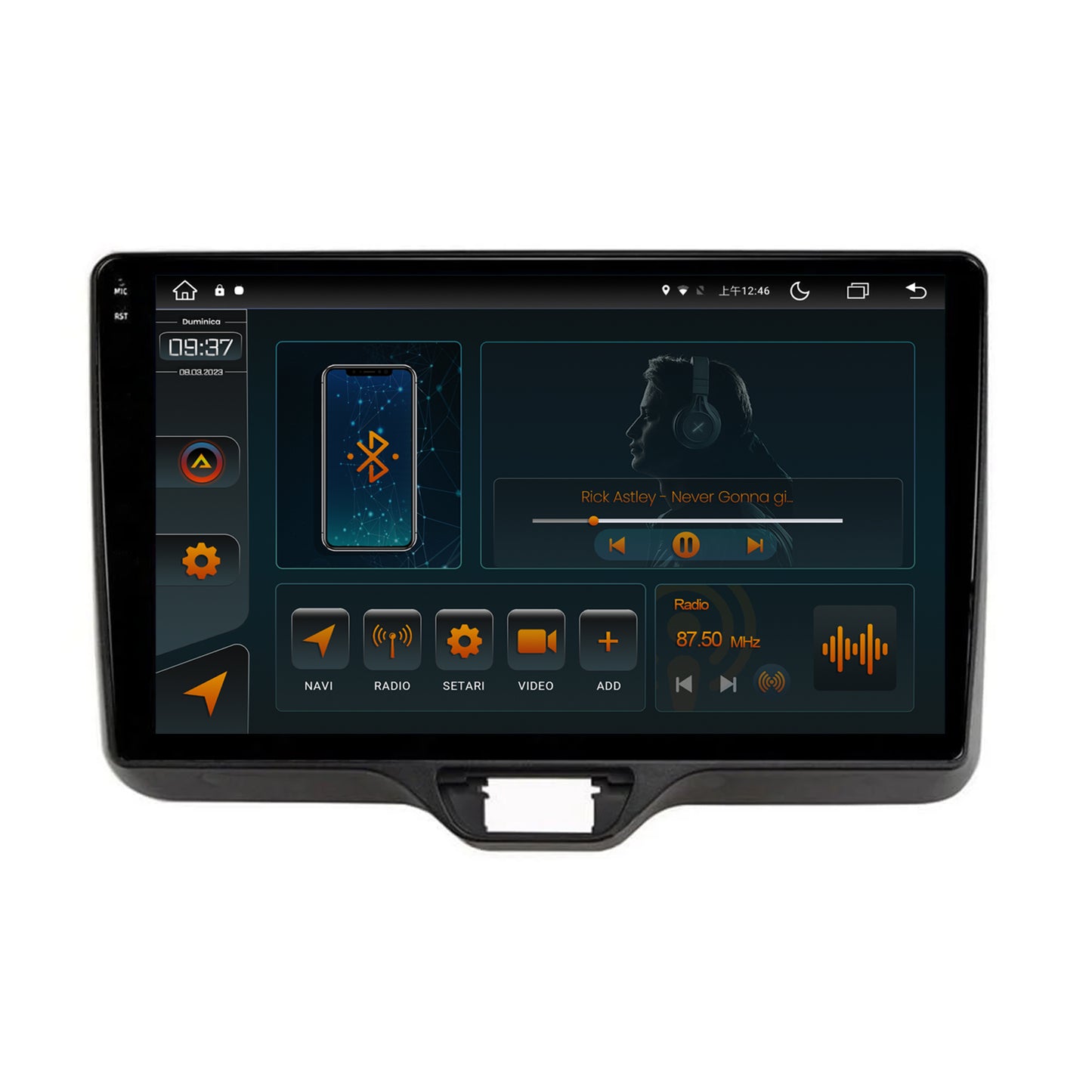 Navigatie Toyota Yaris (2020+), Android, V-Octacore / 4GB RAM + 64GB ROM, 10.36 Inch - AD-BGV9004+AD-BGRKIT105