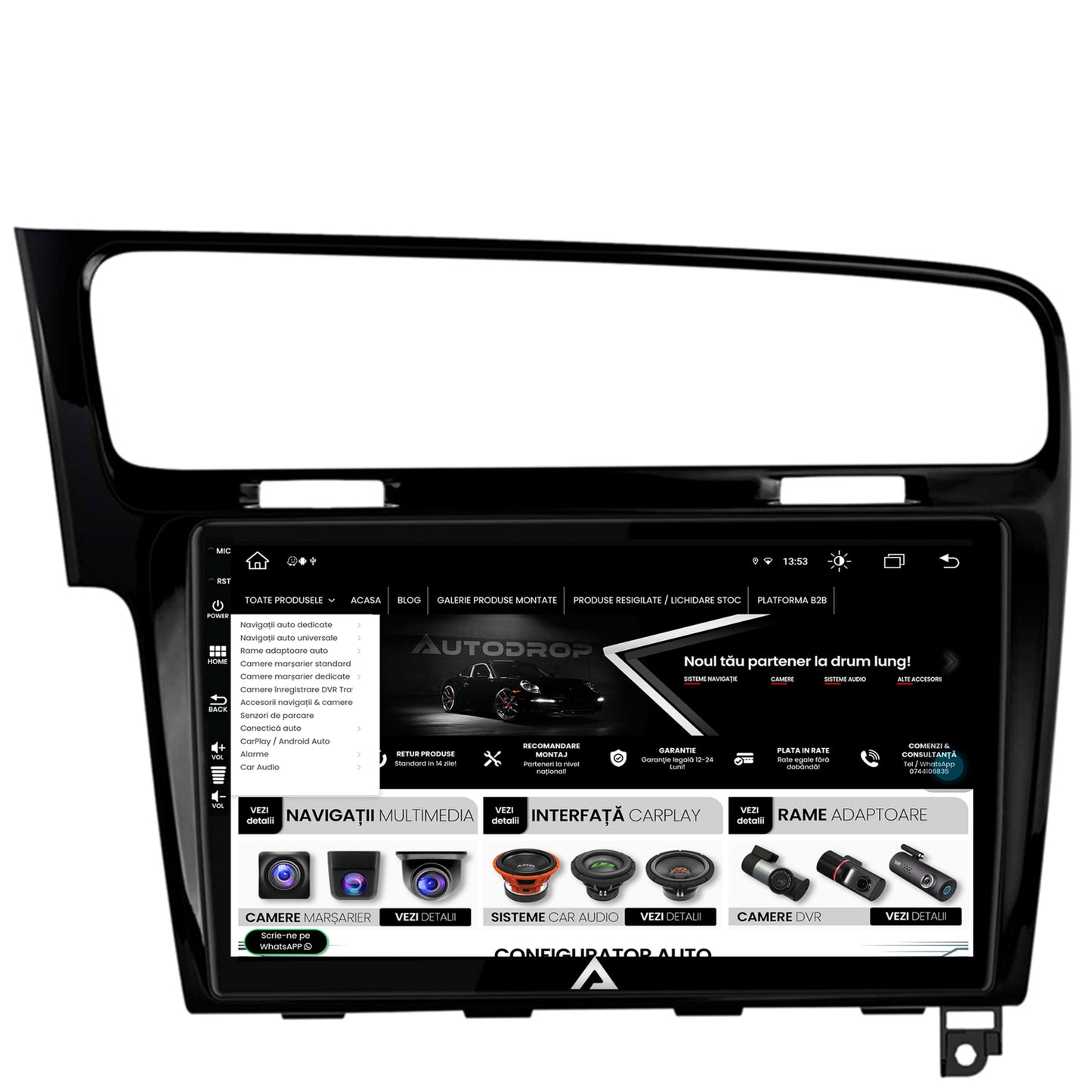 Navigatie Volkswagen GOLF 7, Android, Z-Octacore / 8GB RAM + 256GB ROM, 10.1 Inch - AD-BGZ10008+AD-BGRKIT023B