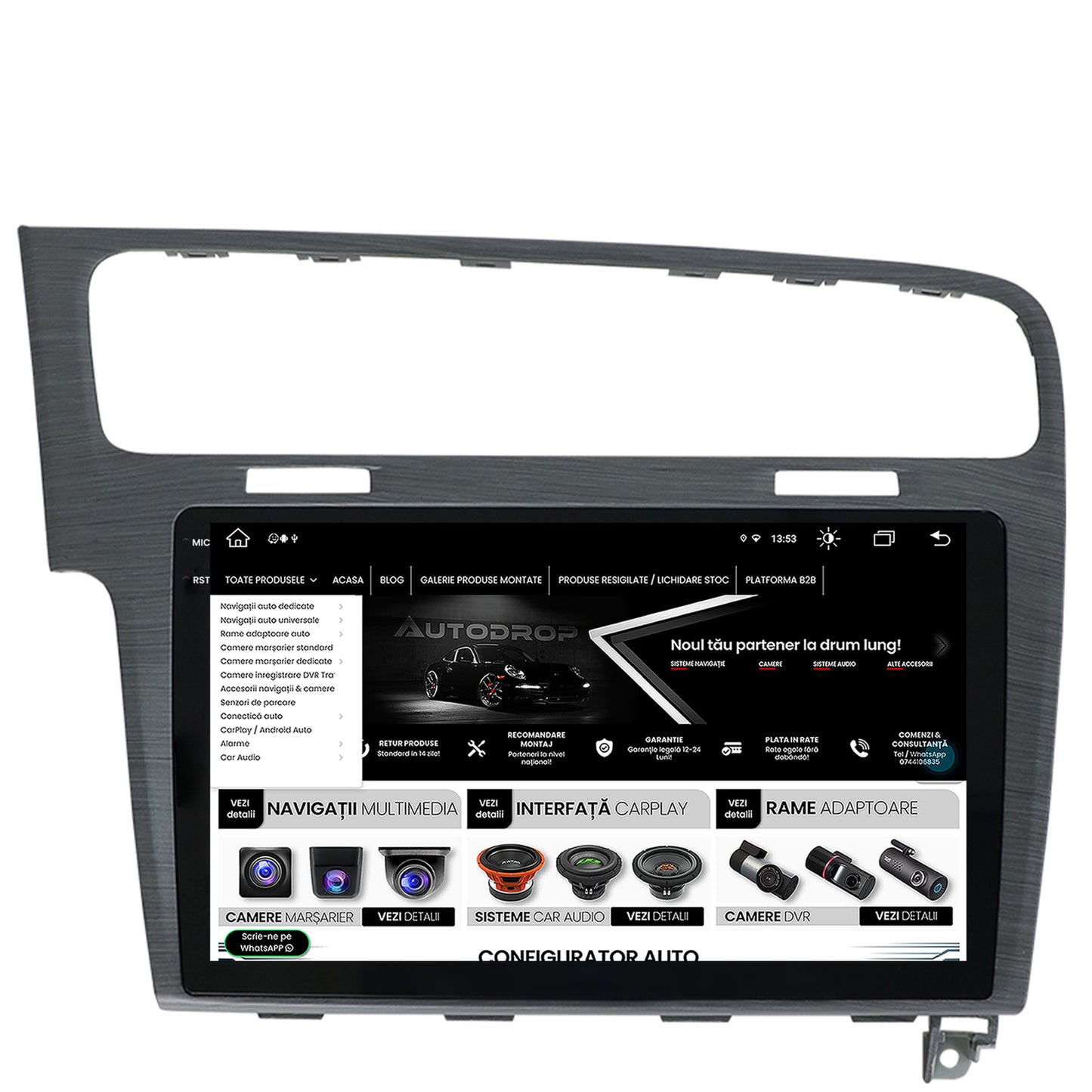 Navigatie Volkswagen GOLF 7, Android, V-Octacore / 4GB RAM + 64GB ROM, 10.36 Inch - AD-BGV10004+AD-BGRKIT023A