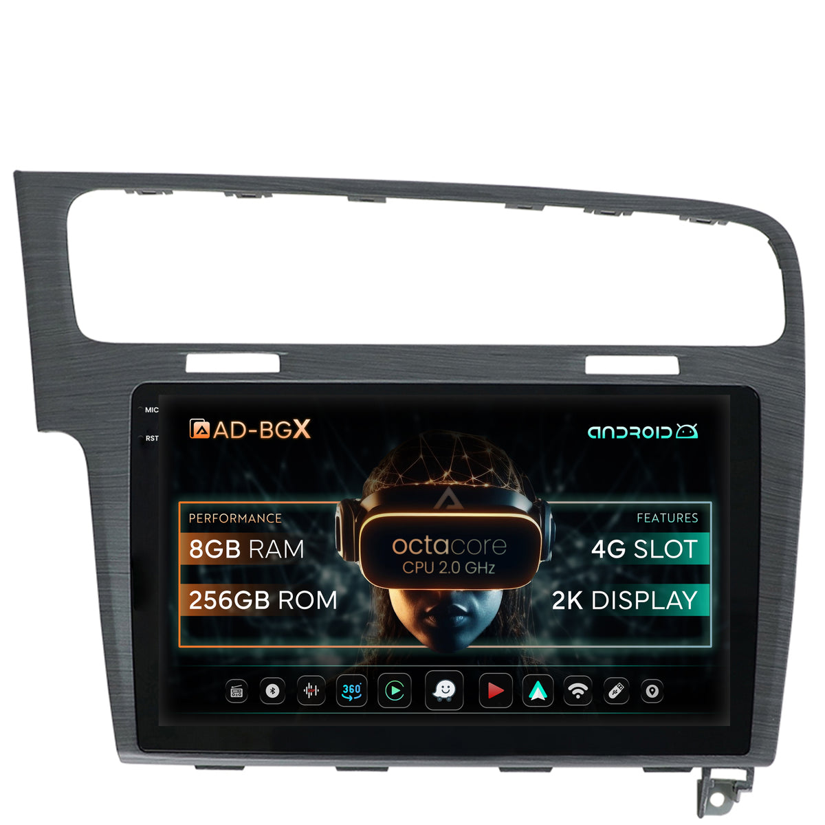 Navigatie Volkswagen GOLF 7, Android, X-Octacore / 8GB RAM + 256GB ROM, 10.36 Inch - AD-BGX10008+AD-BGRKIT023A