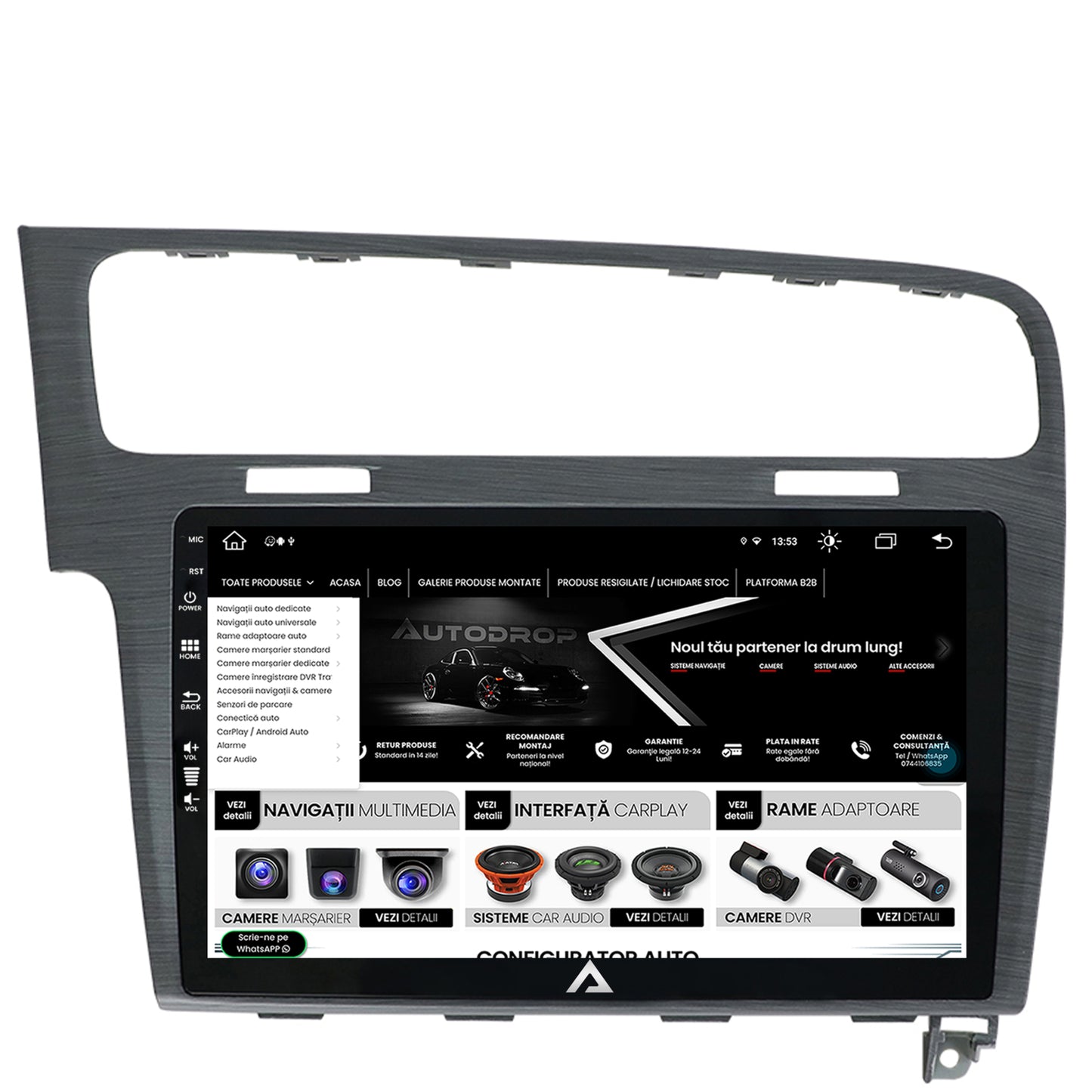 Navigatie Volkswagen GOLF 7, Android, Z-Octacore / 8GB RAM + 256GB ROM, 10.1 Inch - AD-BGZ10008+AD-BGRKIT023A
