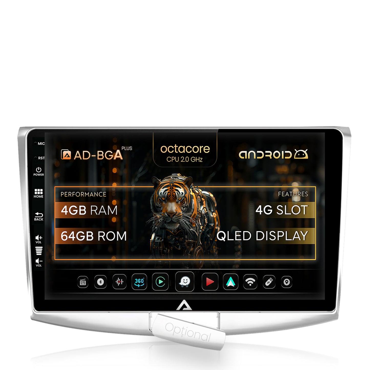 Navigatie Volkswagen Passat B6 / B7 / CC, Android, A-Octacore / 4GB RAM + 64GB ROM, 10.1 Inch - AD-BGA10004+AD-BGRKIT025