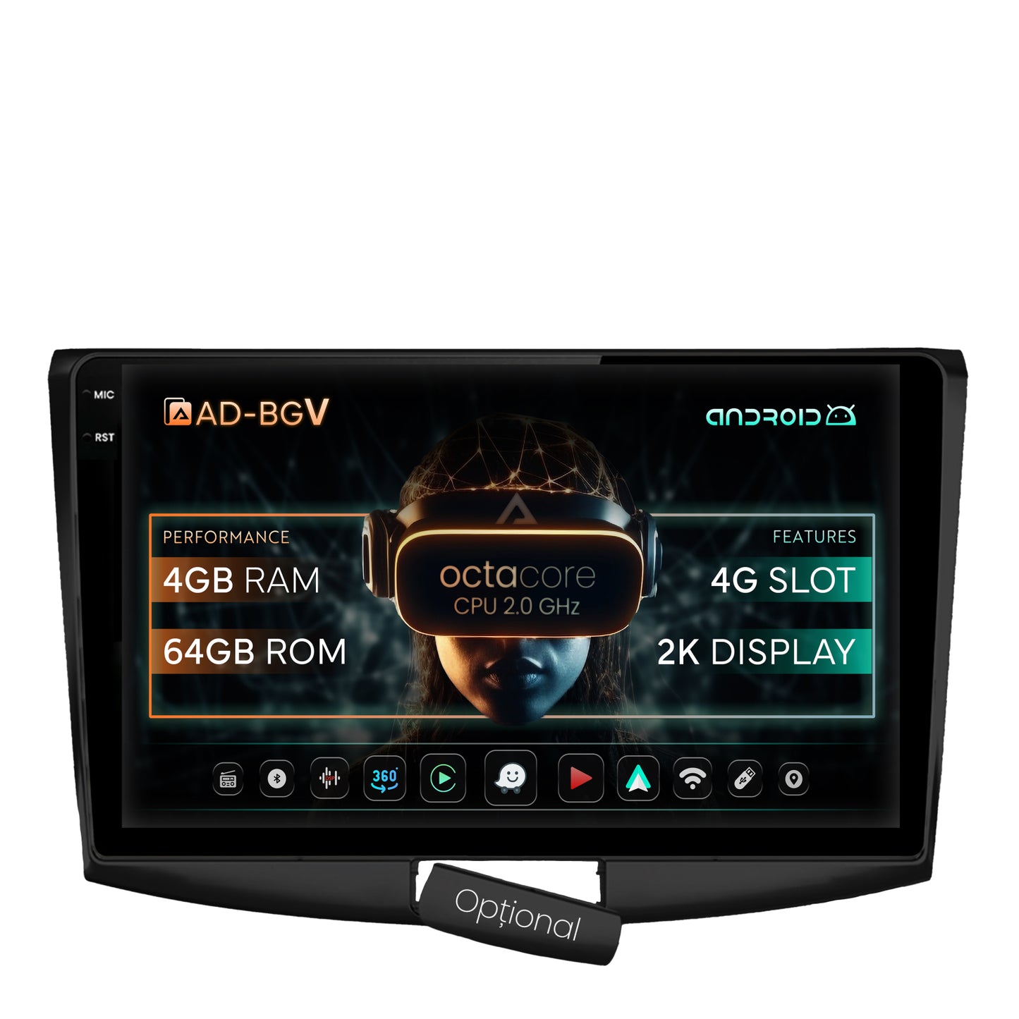 Navigatie Volkswagen Passat B6 / B7 / CC, Android, V-Octacore / 4GB RAM + 64GB ROM, 10.36 Inch - AD-BGV10004+AD-BGRKIT025B