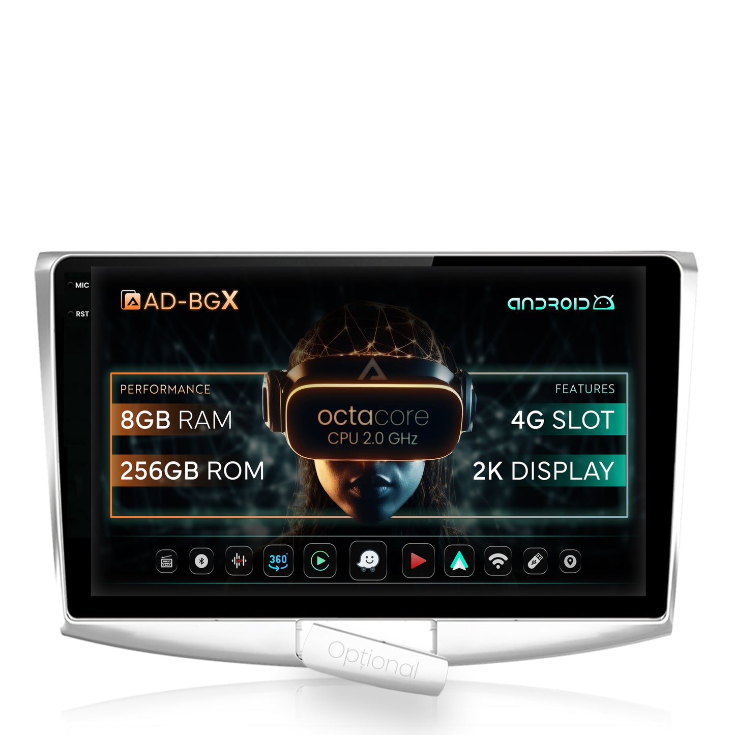 Navigatie Volkswagen Passat B6 / B7 / CC, Android, X-Octacore / 8GB RAM + 256GB ROM, 10.36 Inch - AD-BGX10008+AD-BGRKIT025