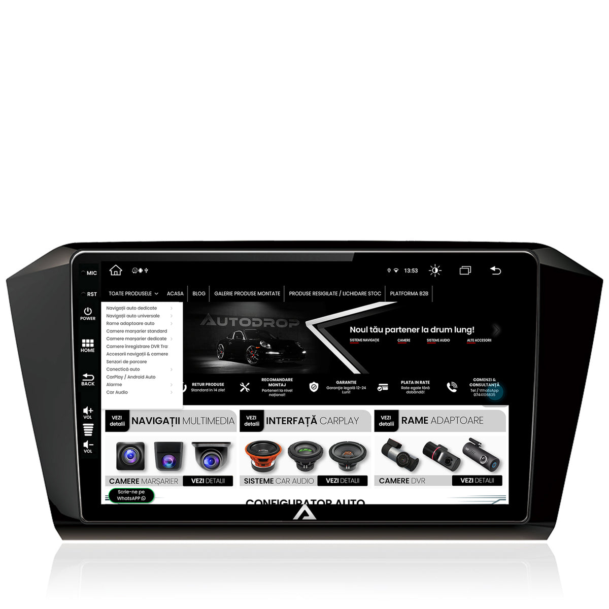 Navigatie Volkswagen Passat B8, Android, Z-Octacore / 8GB RAM + 256GB ROM, 10.1 INCH - AD-BGZ10008+AD-BGRKIT037