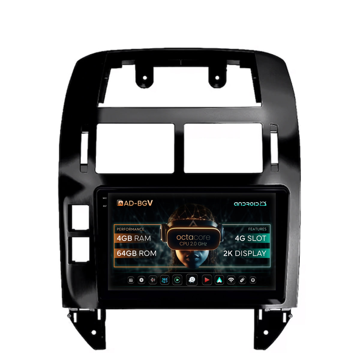 Navigatie Volkswagen Polo (2004-2011), Android, V-Octacore / 4GB RAM + 64GB ROM, 9.5 Inch - AD-BGV9004+AD-BGRKIT033OLD