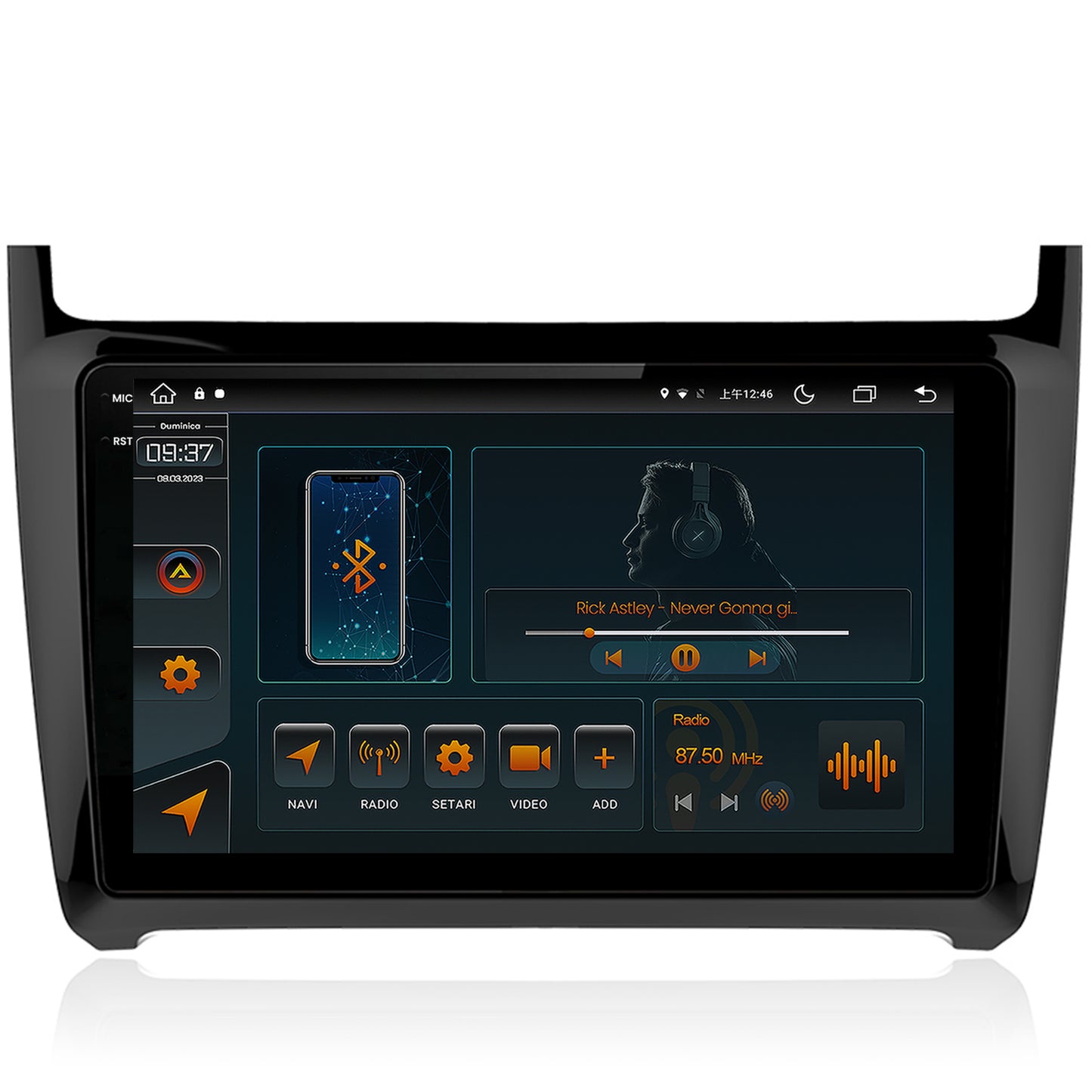 Navigatie Volkswagen Polo (2014+), Android, V-Octacore / 4GB RAM + 64GB ROM, 9.5 Inch - AD-BGV9004+AD-BGRKIT033