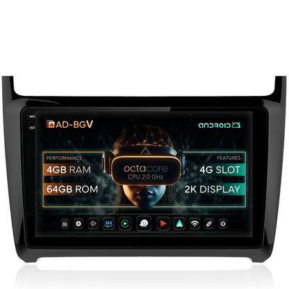 Navigatie Volkswagen Polo (2014+), Android, V-Octacore / 4GB RAM + 64GB ROM, 9.5 Inch - AD-BGV9004+AD-BGRKIT033