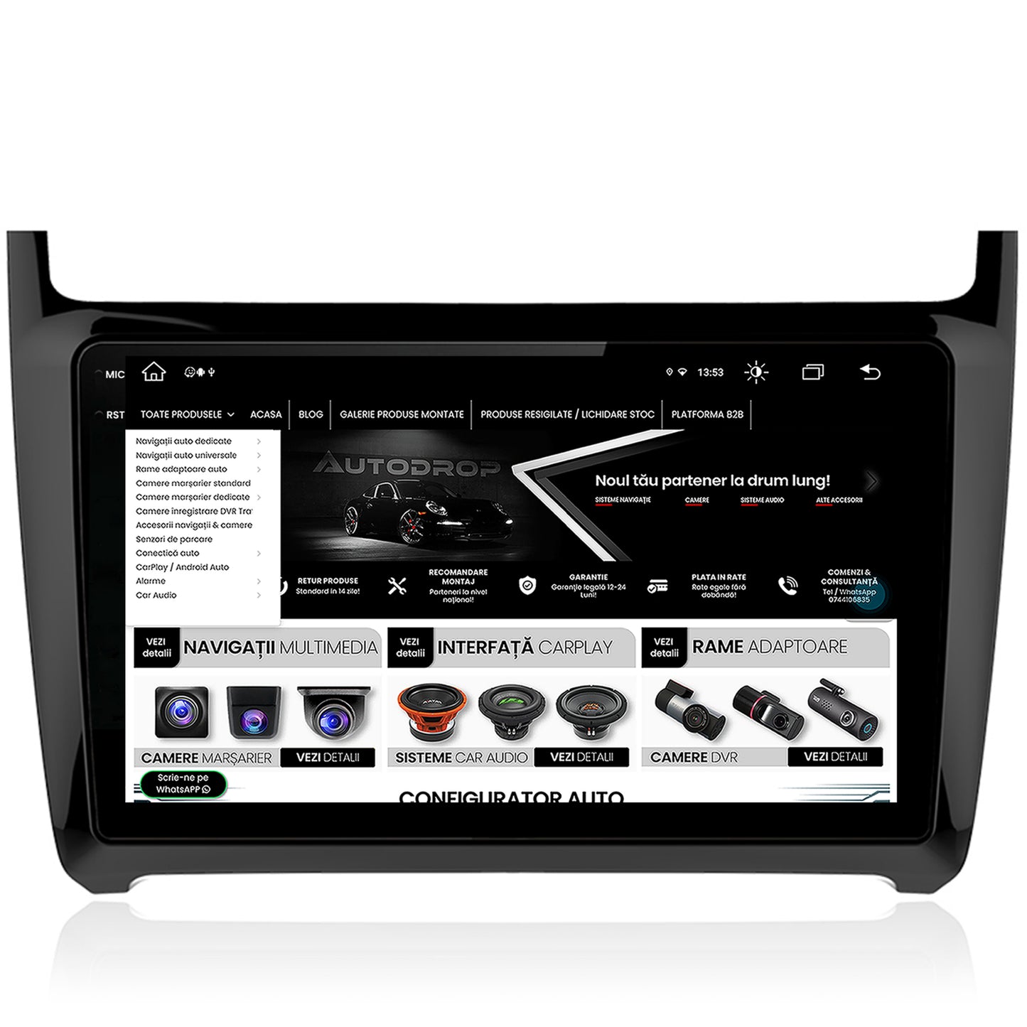 Navigatie Volkswagen Polo (2014+), Android, X-Octacore / 8GB RAM + 256GB ROM, 9.5 Inch - AD-BGX9008+AD-BGRKIT033
