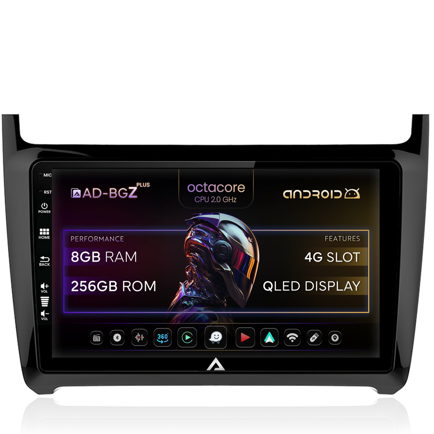 Navigatie Volkswagen Polo (2014+), Android, Z-Octacore / 8GB RAM + 256GB ROM, 9 Inch - AD-BGZ9008+AD-BGRKIT033
