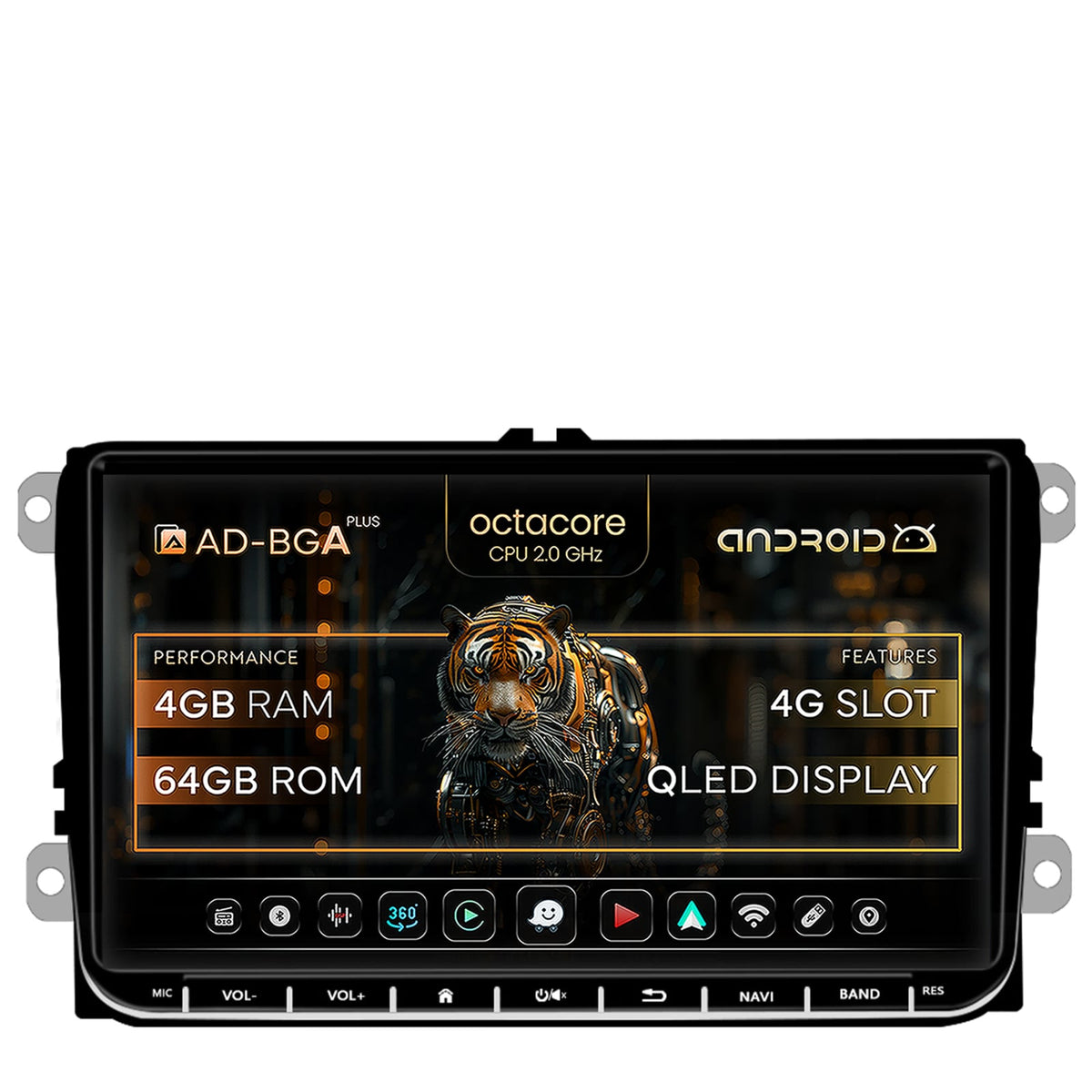 Navigatie Volkswagen, Skoda, Seat, Android 13, A-Octacore / 4GB RAM + 64GB ROM, 9 Inch - AD-BGAW9AC