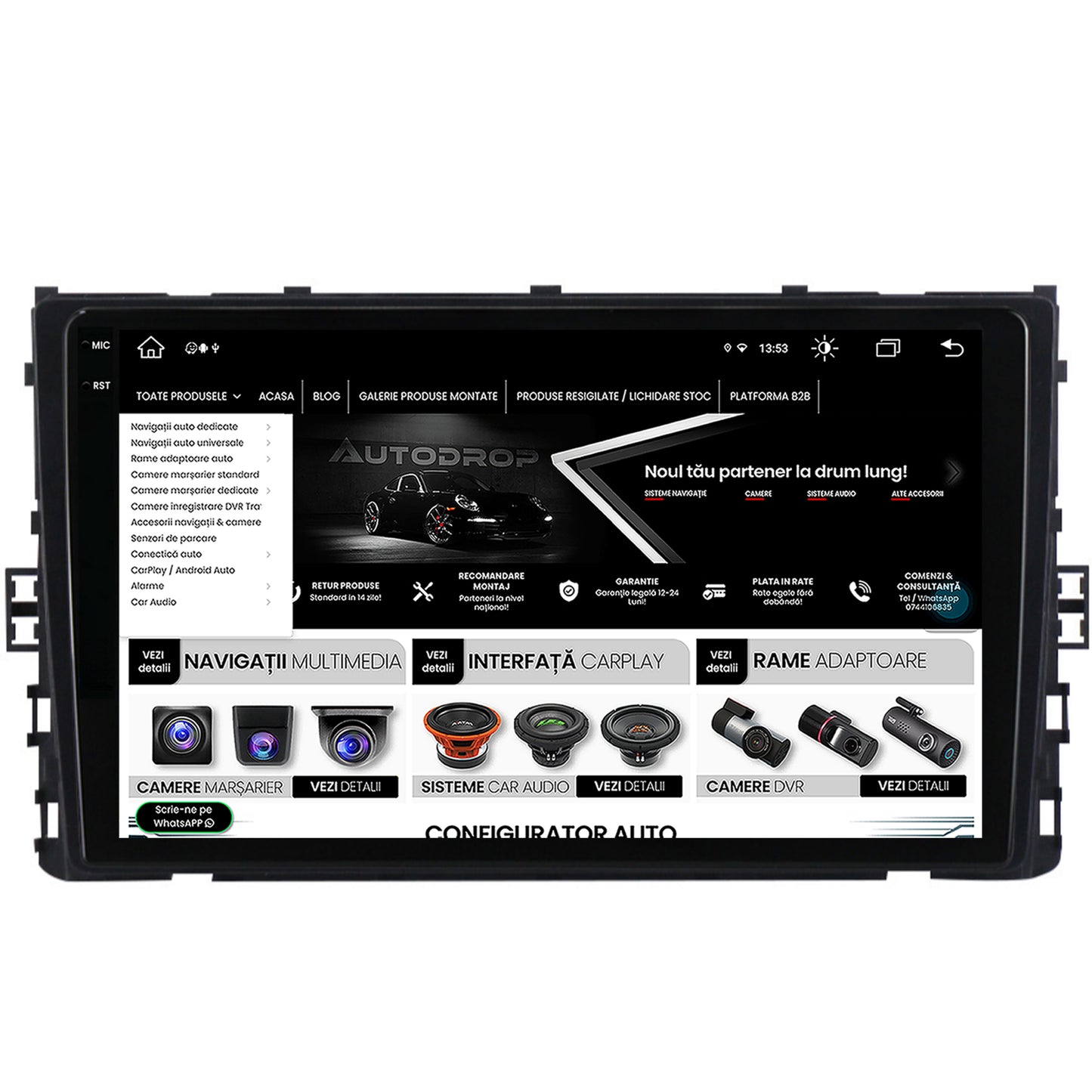 Navigatie Volkswagen T-Roc (2017-Prezent), Android, Z-Octacore / 8GB RAM + 256GB ROM, 9.5 Inch - AD-BGX9008+AD-BGRKIT041-V2