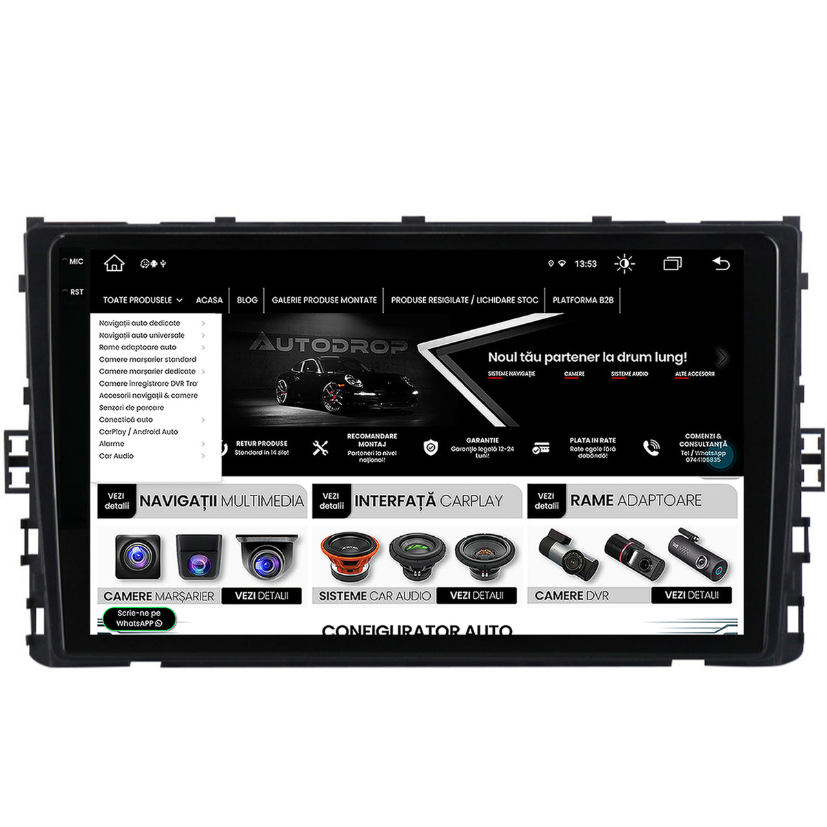 Navigatie Volkswagen Polo (2018+), Android, Z-Octacore / 8GB RAM + 256GB ROM, 9.5 Inch - AD-BGX9008+AD-BGRKIT041