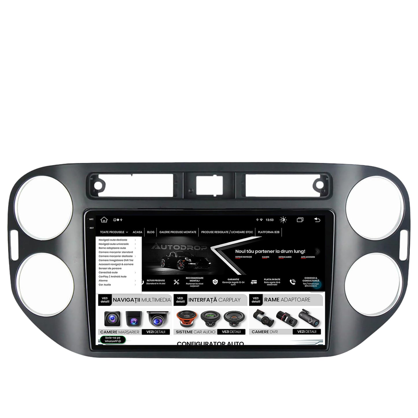 Navigatie Volkswagen Tiguan (2010-2016), Android, V-Octacore / 4GB RAM + 64GB ROM, 9.5 Inch - AD-BGV9004+AD-BGRKIT035-1016