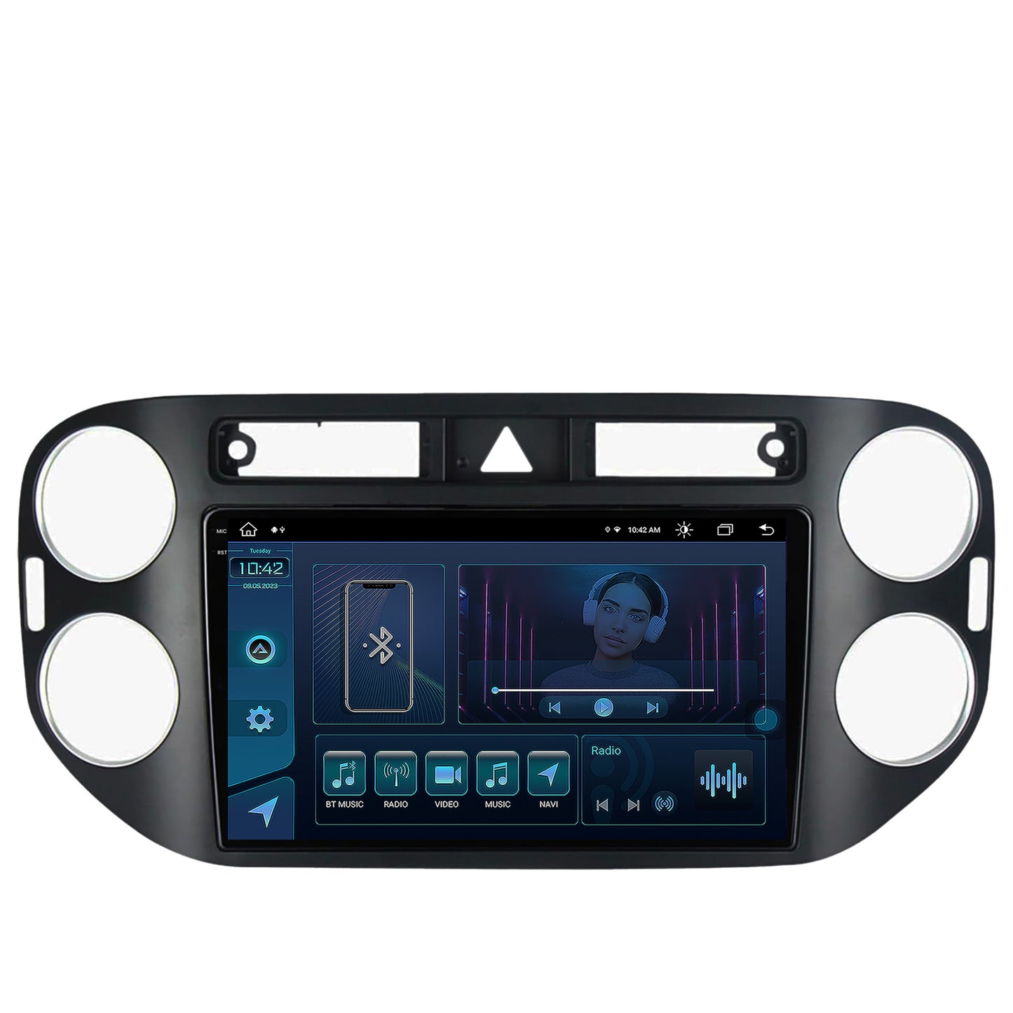 Navigatie Volkswagen Tiguan (2008-2010) / VW Golf 5 Plus (2004-2012), Android, X-Octacore / 8GB RAM + 256GB ROM, 9.5 Inch - AD-BGX9008+AD-BGRKIT035-0810