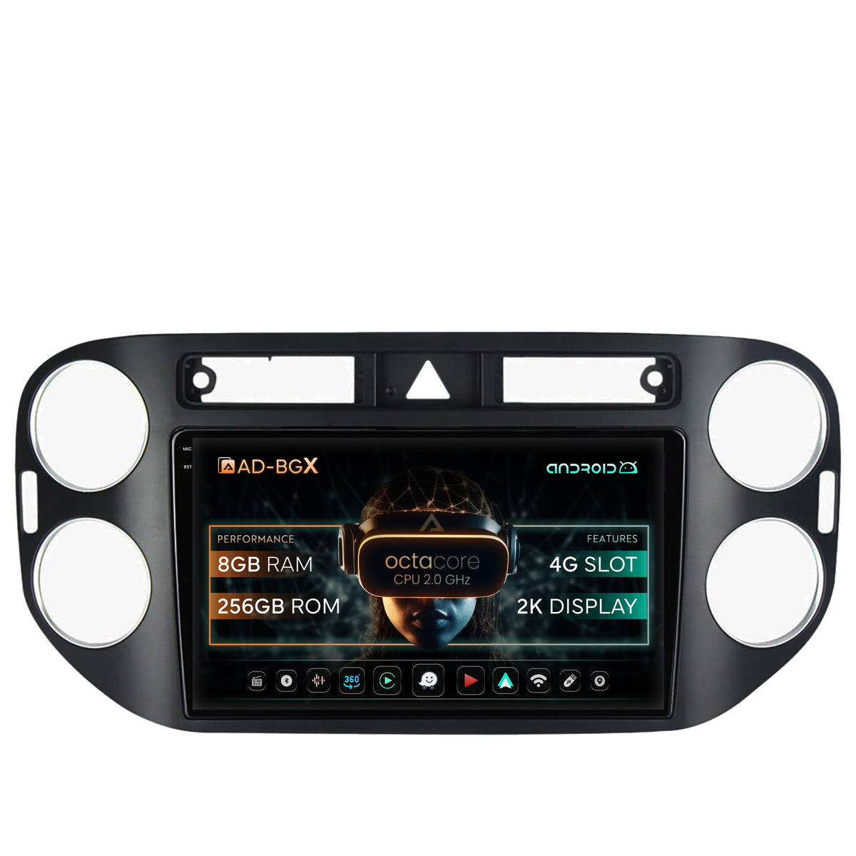 Navigatie Volkswagen Tiguan (2008-2010) / VW Golf 5 Plus (2004-2012), Android, X-Octacore / 8GB RAM + 256GB ROM, 9.5 Inch - AD-BGX9008+AD-BGRKIT035-0810
