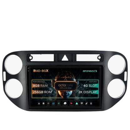 Navigatie Volkswagen Tiguan (2008-2010) / VW Golf 5 Plus (2004-2012), Android, X-Octacore / 8GB RAM + 256GB ROM, 9.5 Inch - AD-BGX9008+AD-BGRKIT035-0810