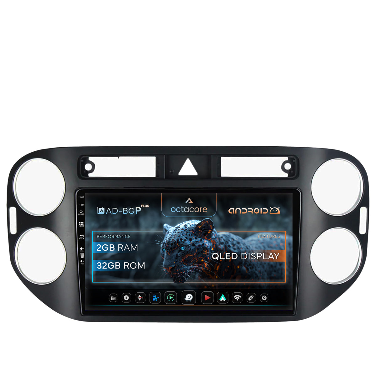 Navigatie Volkswagen Tiguan (2008-2010) / VW Golf 5 Plus (2004-2012), Android, P-Octacore / 2GB RAM + 32GB ROM, 9 Inch - AD-BGP9002+AD-BGRKIT035-0810